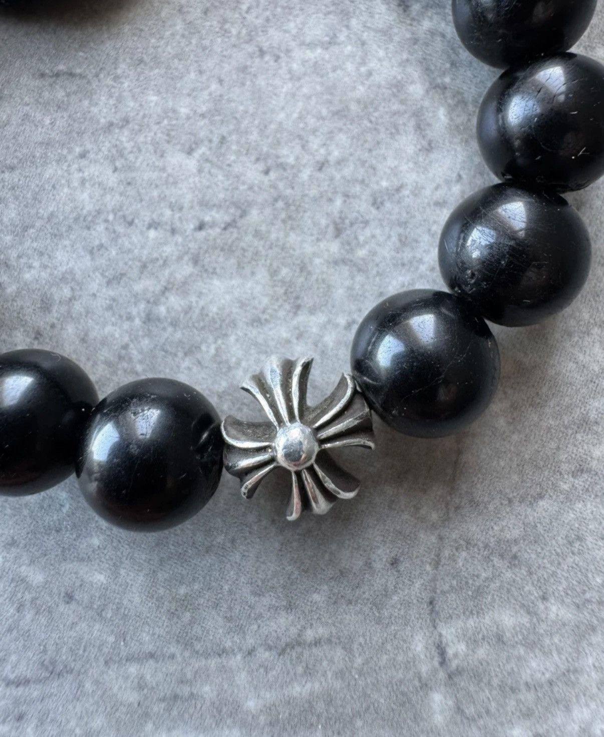 Chrome Hearts Chrome Hearts Cross Silver Bead & Obsidian Bracelet Size ONE SIZE - 4 Thumbnail