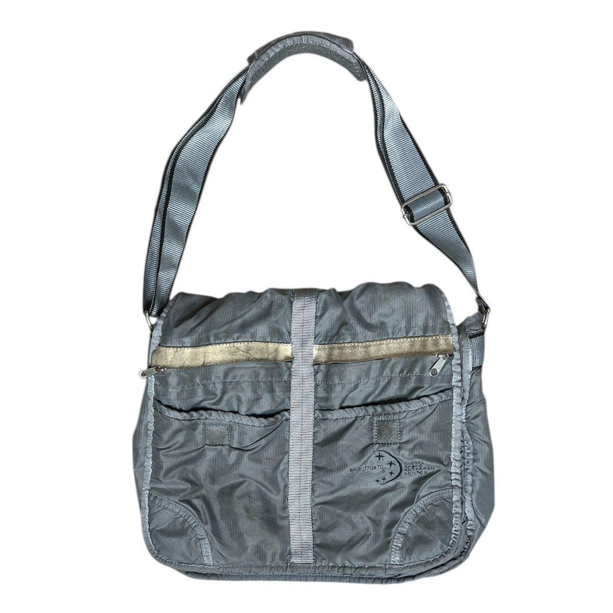 Y2K Diesel Space Research Messenger Bag in Grey, Men's
