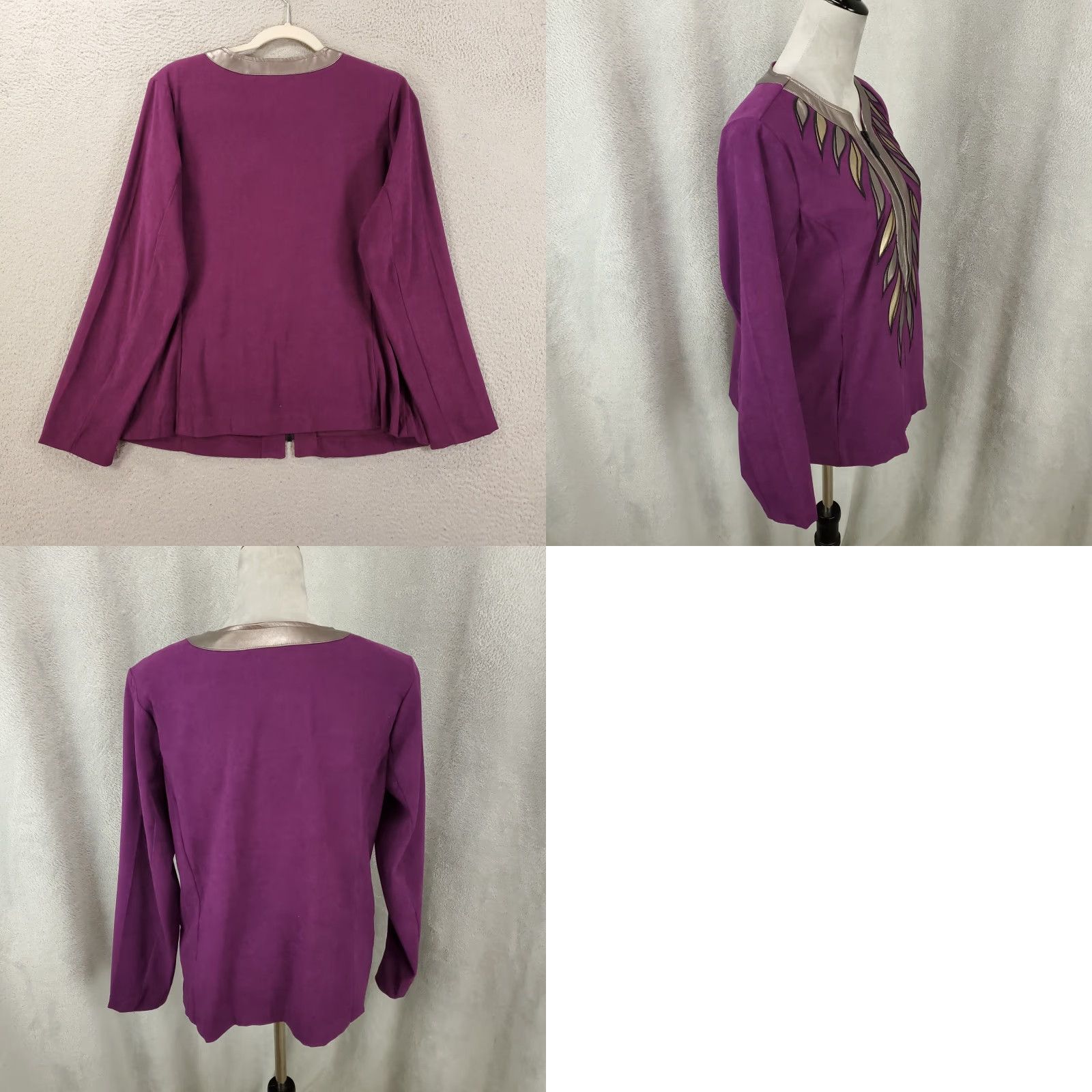 Bob Mackie Mackie Bob Wearable Art Cardigan Jacket Womens Medium Purple Faux Suede Leather Size M / US 6-8 / IT 42-44 - 8 Thumbnail