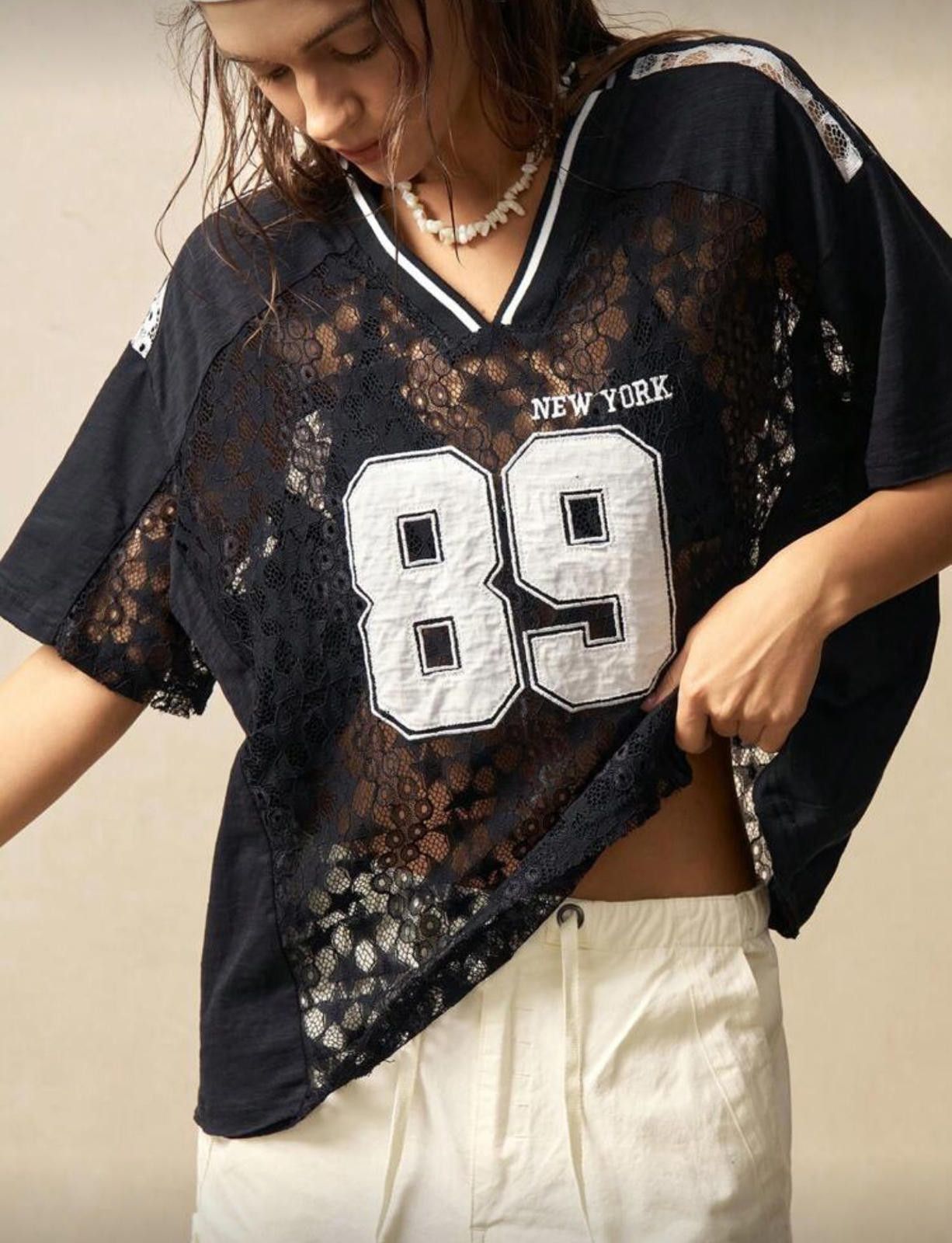 Other Star Lace Mesh Black Jersey Number 89 New York Size L / US 10 / IT 46 - 3 Thumbnail