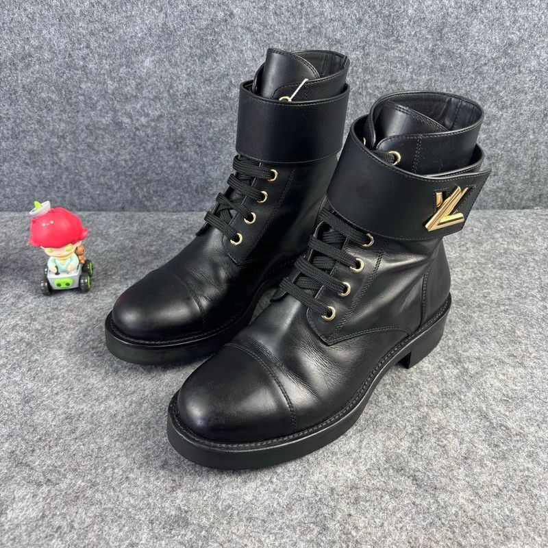 Louis Vuitton Louis Vuitton Black Lace-Up Ankle Boots - Size US 5.5 / EU 38 - 1 Thumbnail