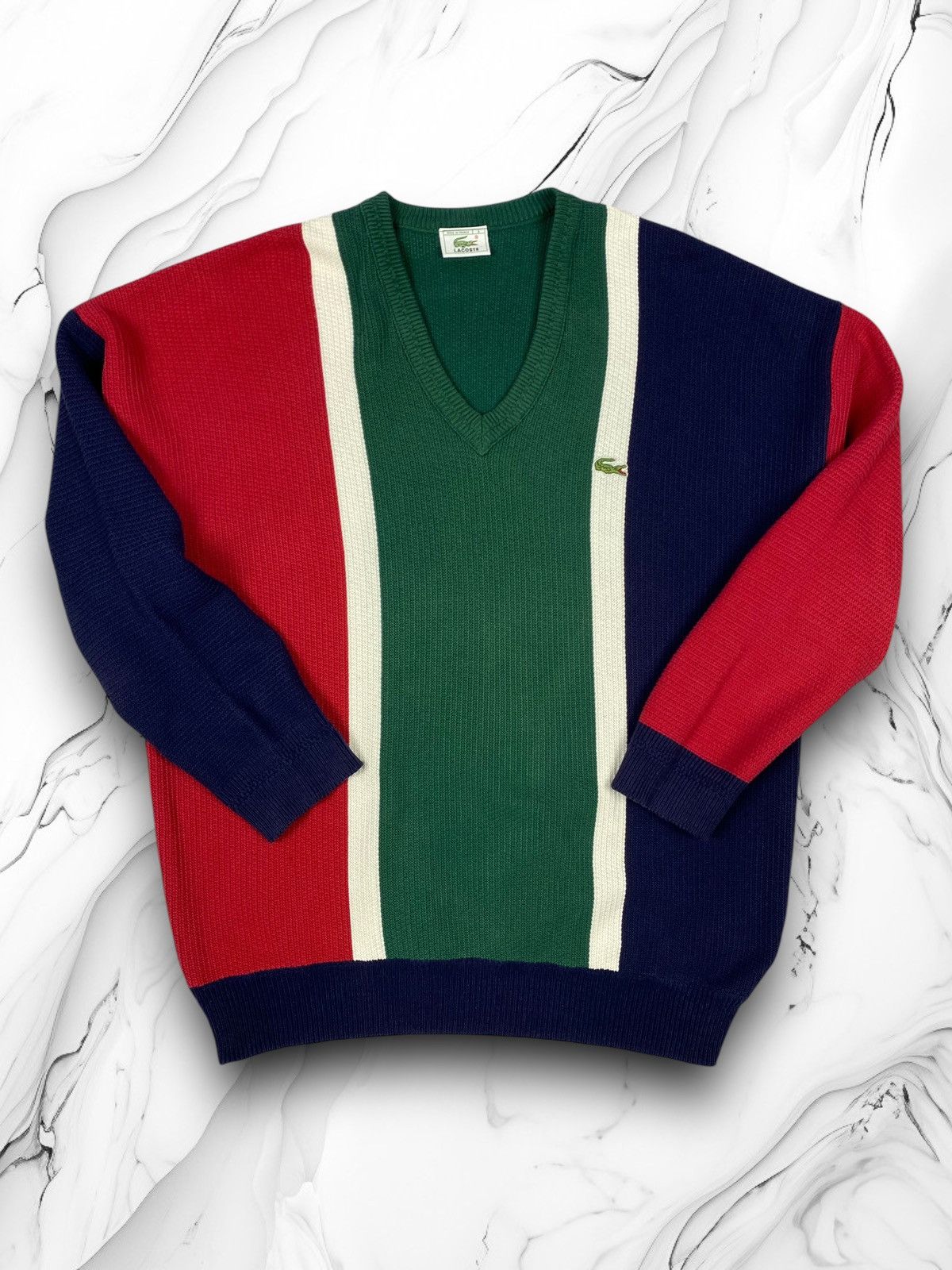 Lacoste Lacoste Stripped Designer Knitted Jumper Sweater Vintage 90s Size US L / EU 52-54 / 3 - 1 Thumbnail