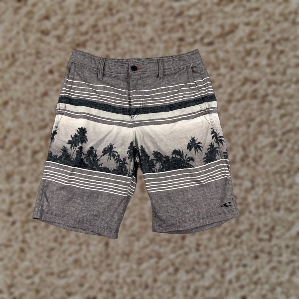 O'Neill O'Neill Mens 30 Gray Chino Shorts Hawaiian Palm Tree Print Polyester Beach Print Chino Style Casual Aloha Summer 30 in Gray Men’s Shorts Size US 30 / EU 46 - 1 Thumbnail