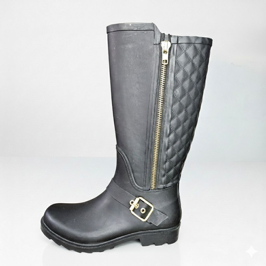 Steve Madden Steve Madden Size 8 Rainboots Northpol Black Quilted Zipper Size US 8 / IT 38 - 4 Thumbnail