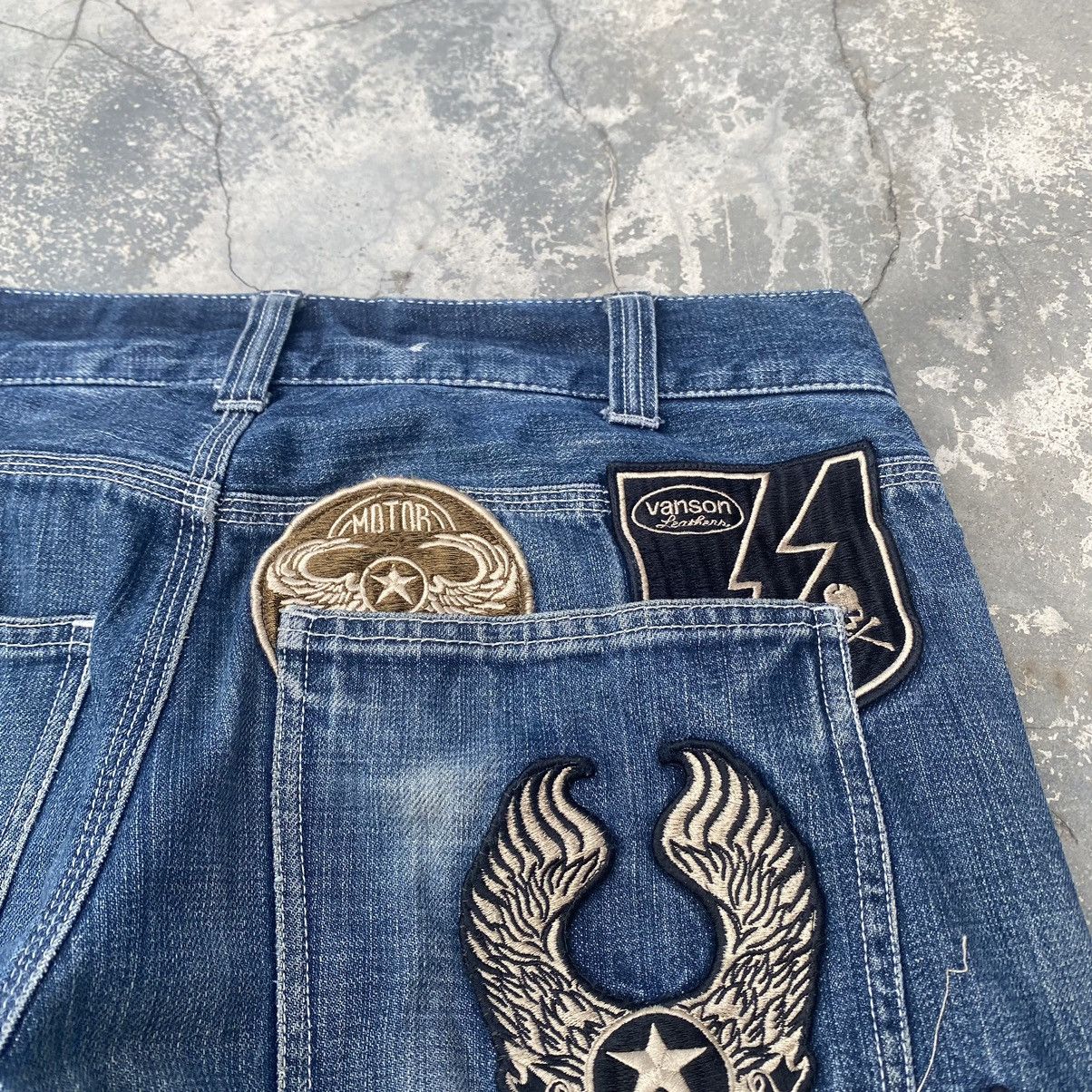 Vanson Leathers VANSON LEATHERS Distressed Patches Jeans Size US 31 - 7 Thumbnail