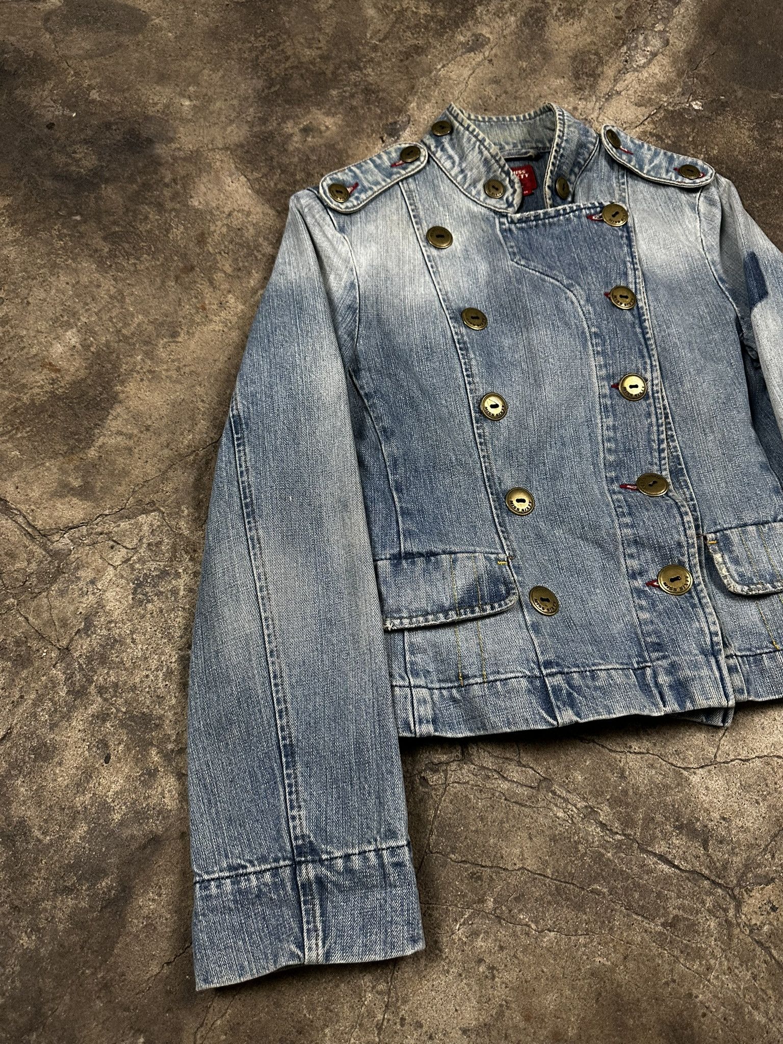 Miss Sixty 2000s Miss Sixty Avant Garde Faded Denim Boxy Y2k Jacket Size L / US 10 / IT 46 - 2 Thumbnail
