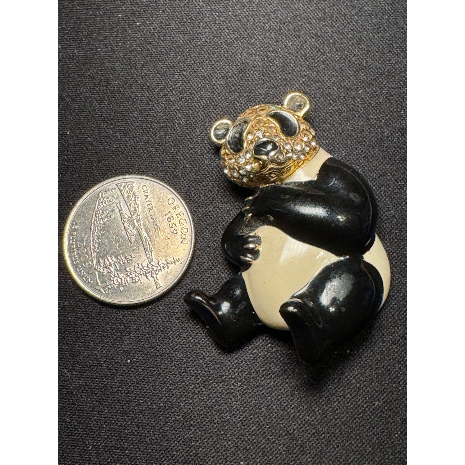 Other Vintage Enamel & Rhinestone Hugging Panda Bear Brooch Size ONE SIZE - 3 Thumbnail