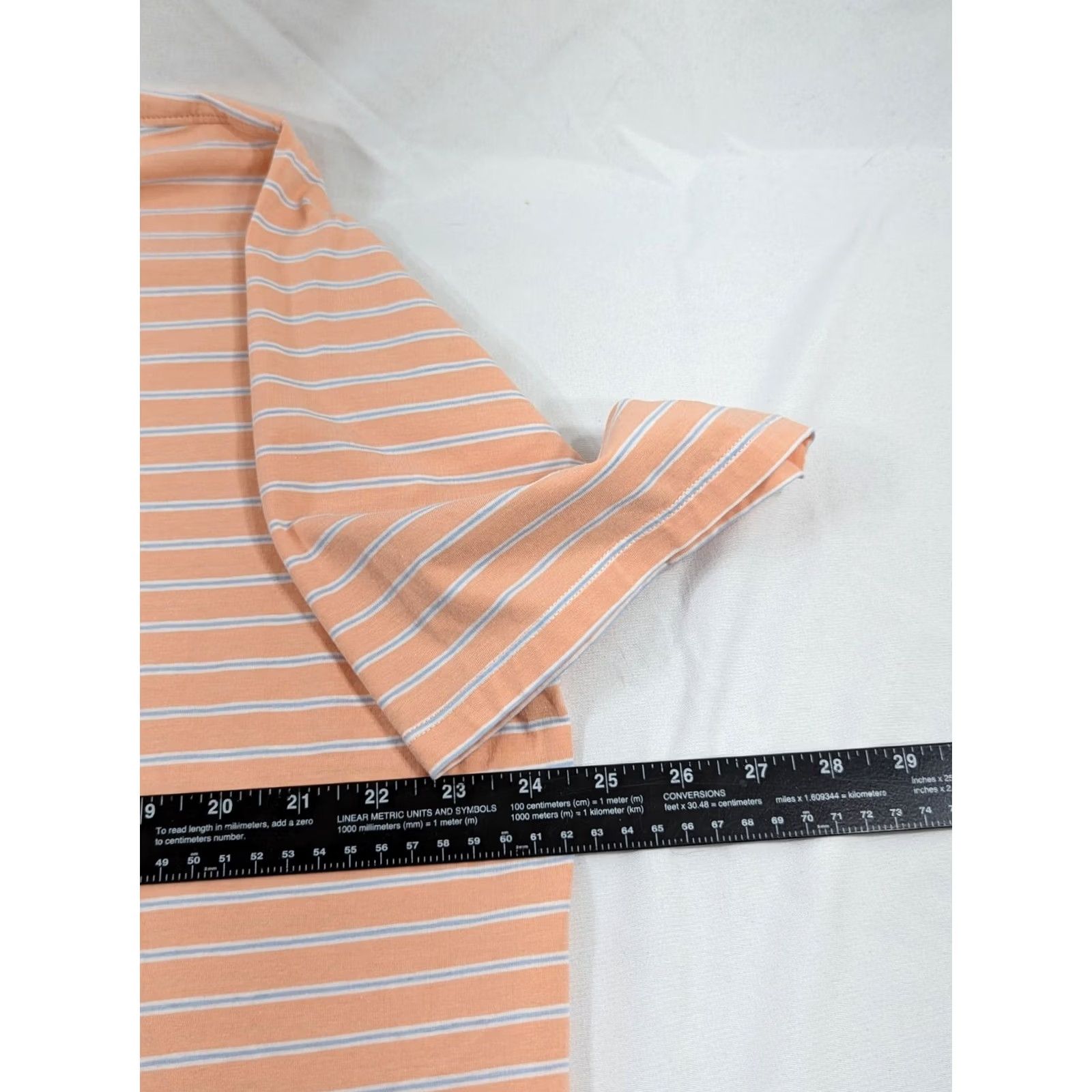 Vintage B. Draddy Polo Shirt Mens 2XL Short Sleeve Striped Cotton Spandex Peach Golf Pocket Logo Embroidered Size US XXL / EU 58 / 5 - 6 Thumbnail