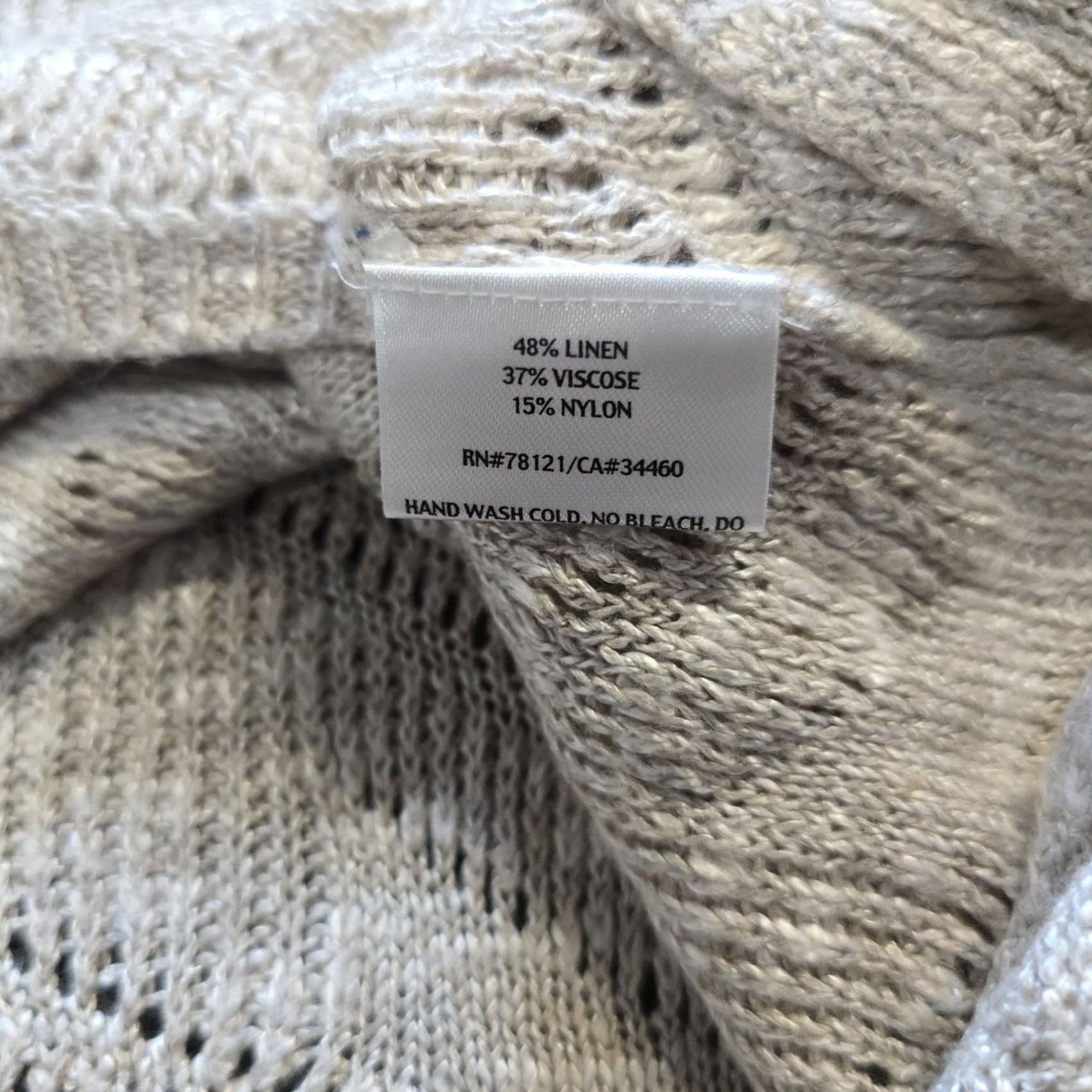 Eileen Fisher Eileen Fisher Top Womens Size Small Petite Beige Linen Blend Crochet Knit Casual Shirt V-Neck Pullover Short Sleeve Womens Across Petite Size S / US 4 / IT 40 - 7 Thumbnail