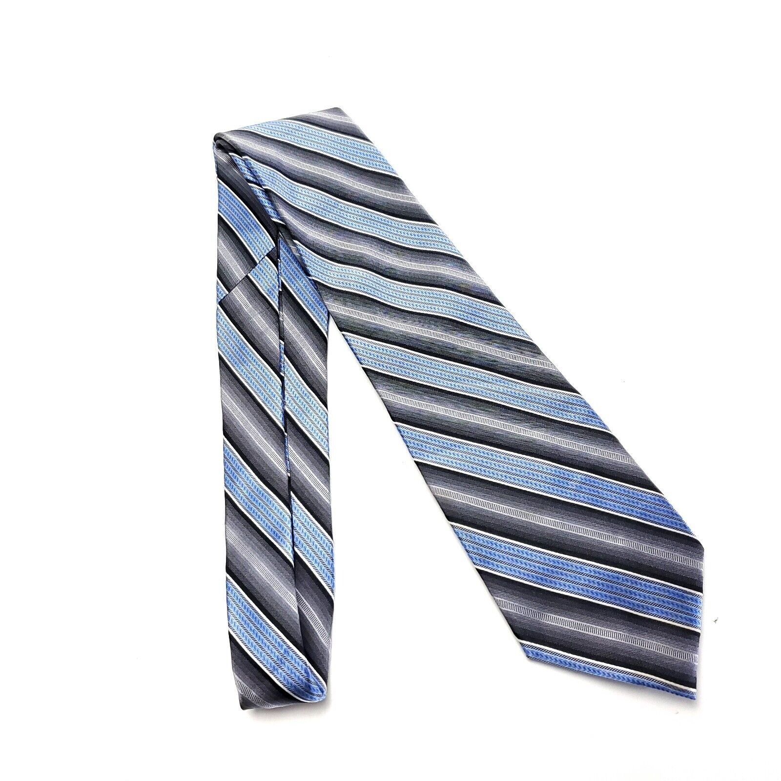 Joseph & Feiss Joseph Feiss International Woven Gray Blue Striped Silk Tie Size ONE SIZE - 6 Thumbnail