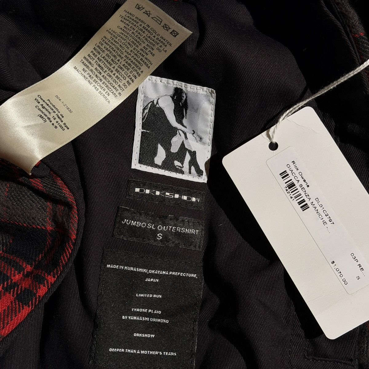 Rick Owens $1,070 Plaid oversized backstrap flannel Size US S / EU 44-46 / 1 - 5 Thumbnail