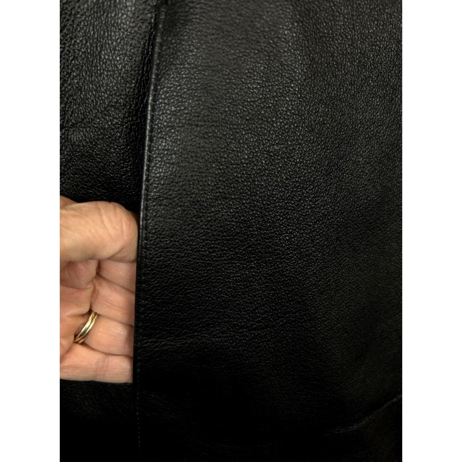 Vintage Leather Jacket Womens Medium Black 3 Button Coat Old Money Quiet Luxury Size M / US 6-8 / IT 42-44 - 4 Thumbnail