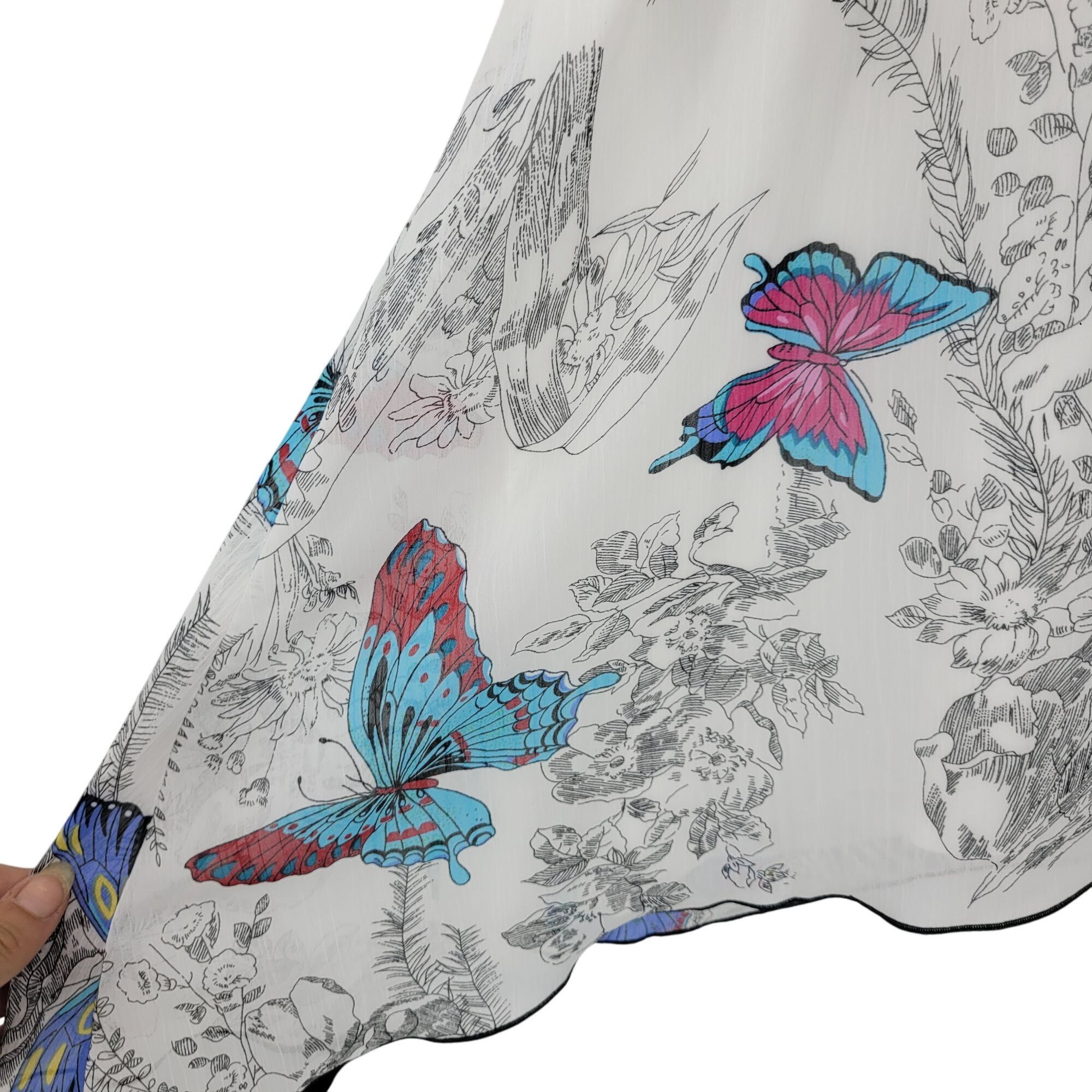Other Y2K White Butterfly Halter Tunic Top Sz M Beaded Sharkbite S Size M / US 6-8 / IT 42-44 - 3 Thumbnail