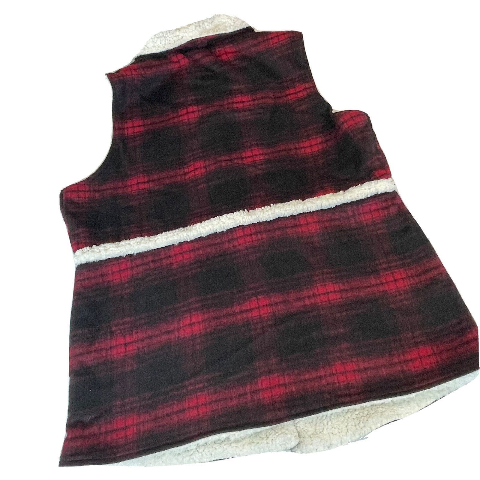 Other Maurice's Red & Black Plaid Sherpa Lined Vest Sz XXL Wool Bl Size XXL / US 16-18 / IT 52-54 - 7 Thumbnail