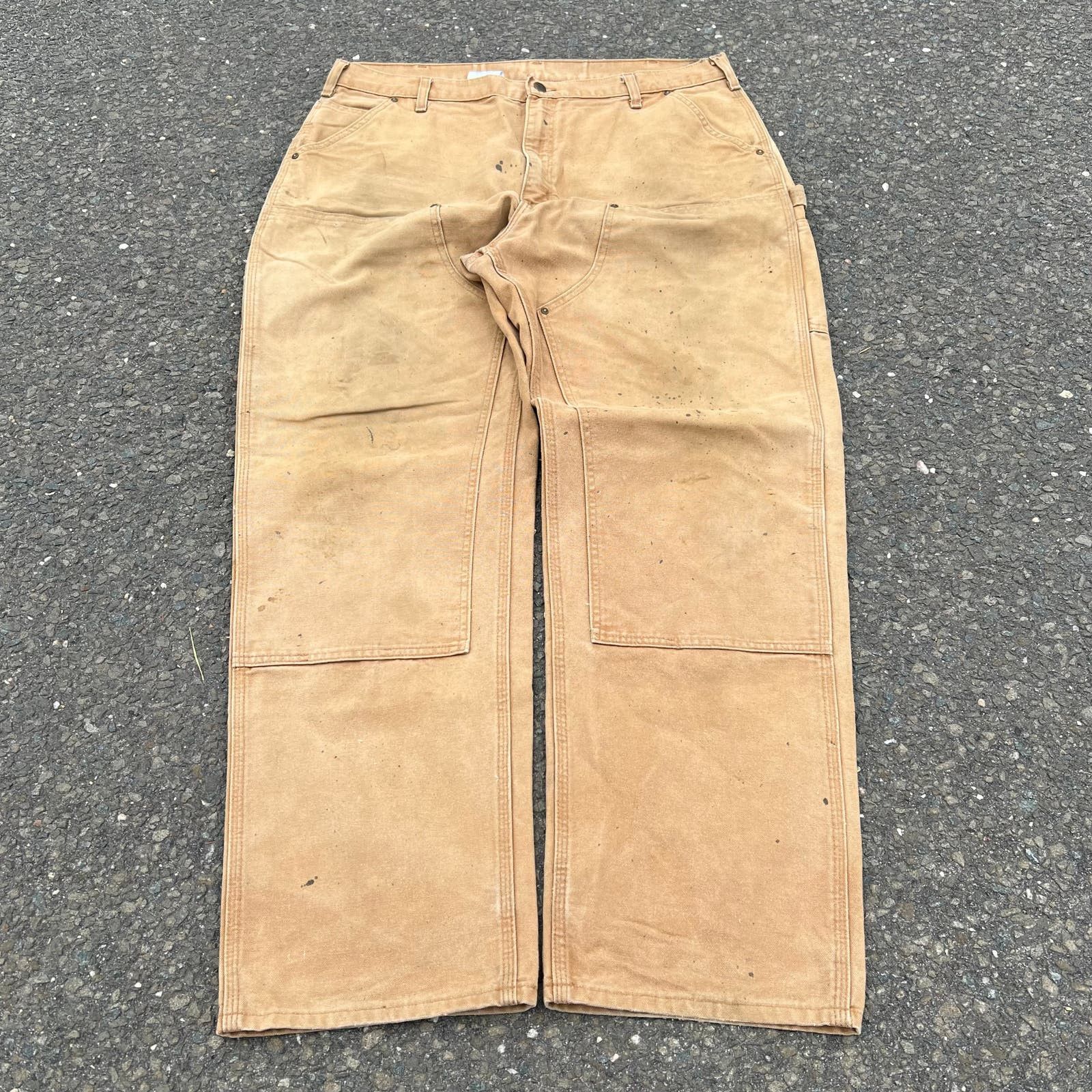 Image of Brown Carhartt Work Wear Double Knee Carpenter Pants, Men's (Size 38)