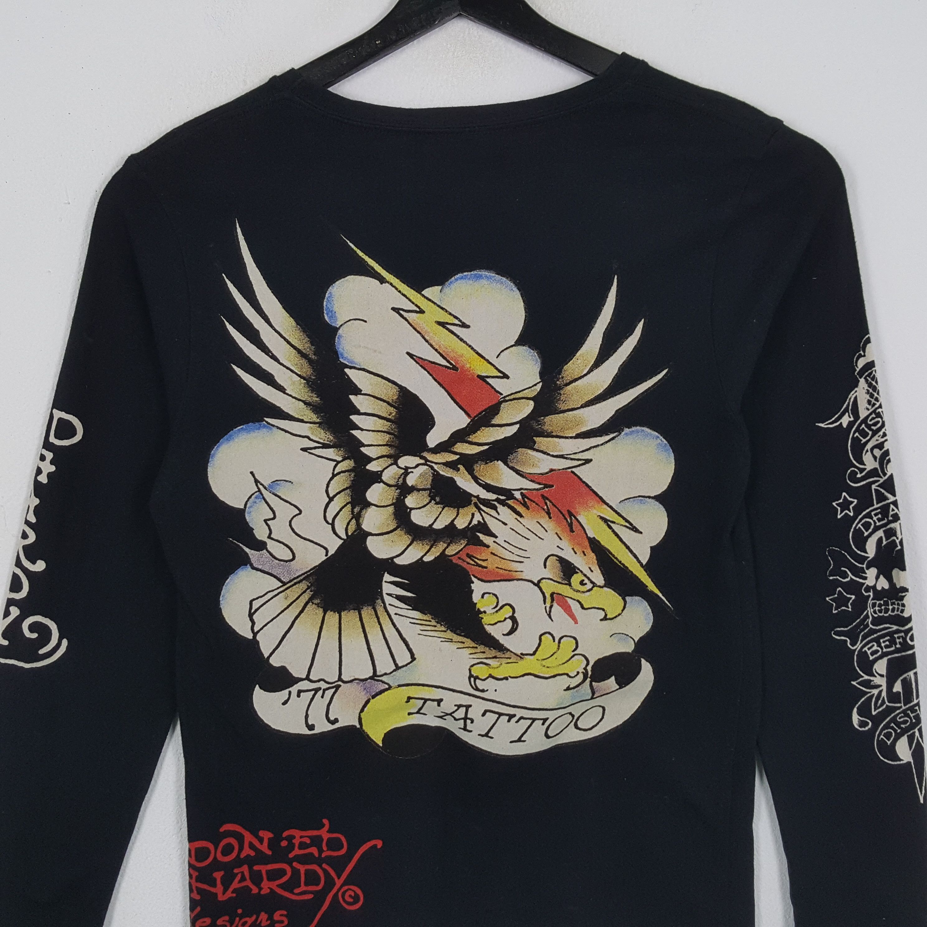 Designer × Ed Hardy × Vintage ED HARDY Streetwear Rock Punk Style Long Sleeve Tshirt Size US S / EU 44-46 / 1 - 4 Thumbnail