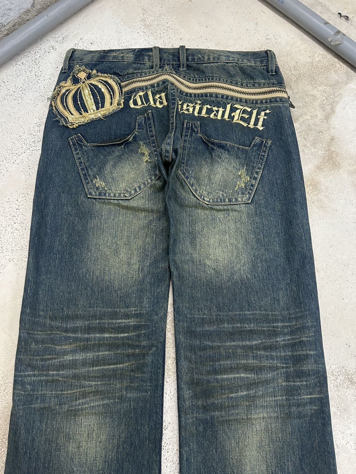 20471120 Embroidered Jeans Baggy with Patches Mud Washed Size US 32 / EU 48 - 9 Thumbnail