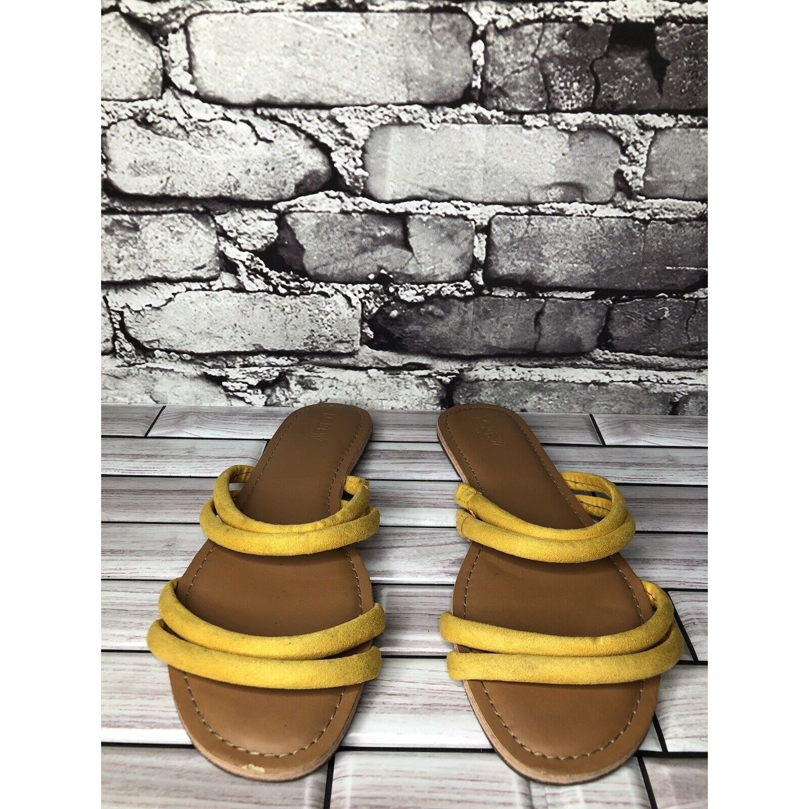 J.Crew J. Crew Factory Seaside Yellow Suede Double Strap Slides San Size US 9 / IT 39 - 15 Thumbnail