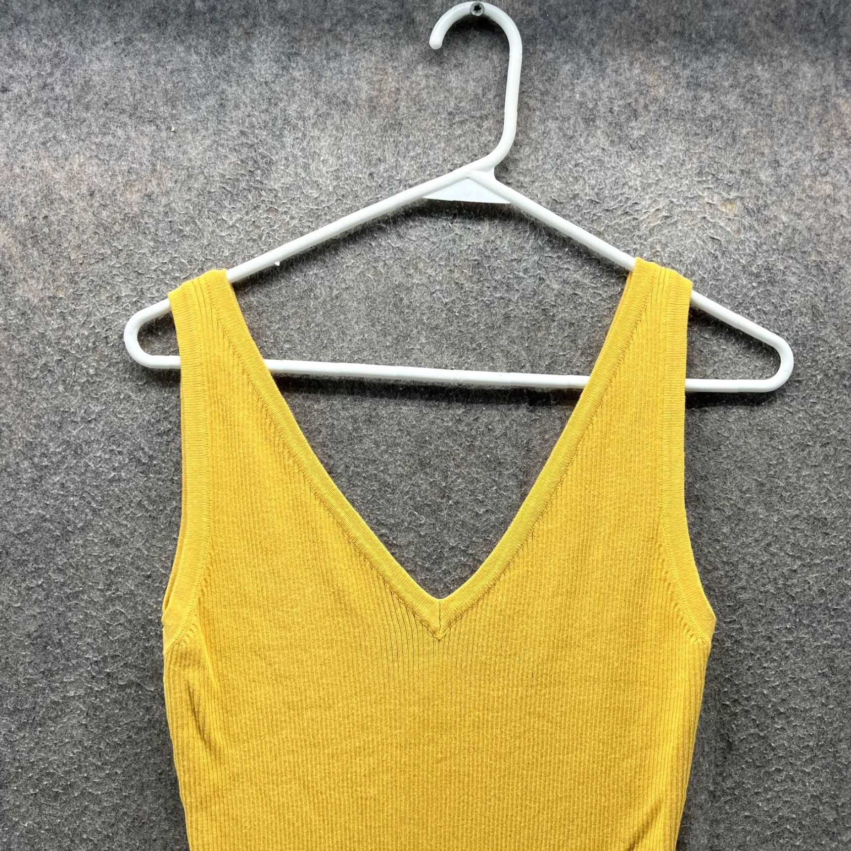 House Of Harlow 1960 Dress Womens Medium Yellow Ribbed Knit V-Neck Bodycon  Midi - crrs.pl