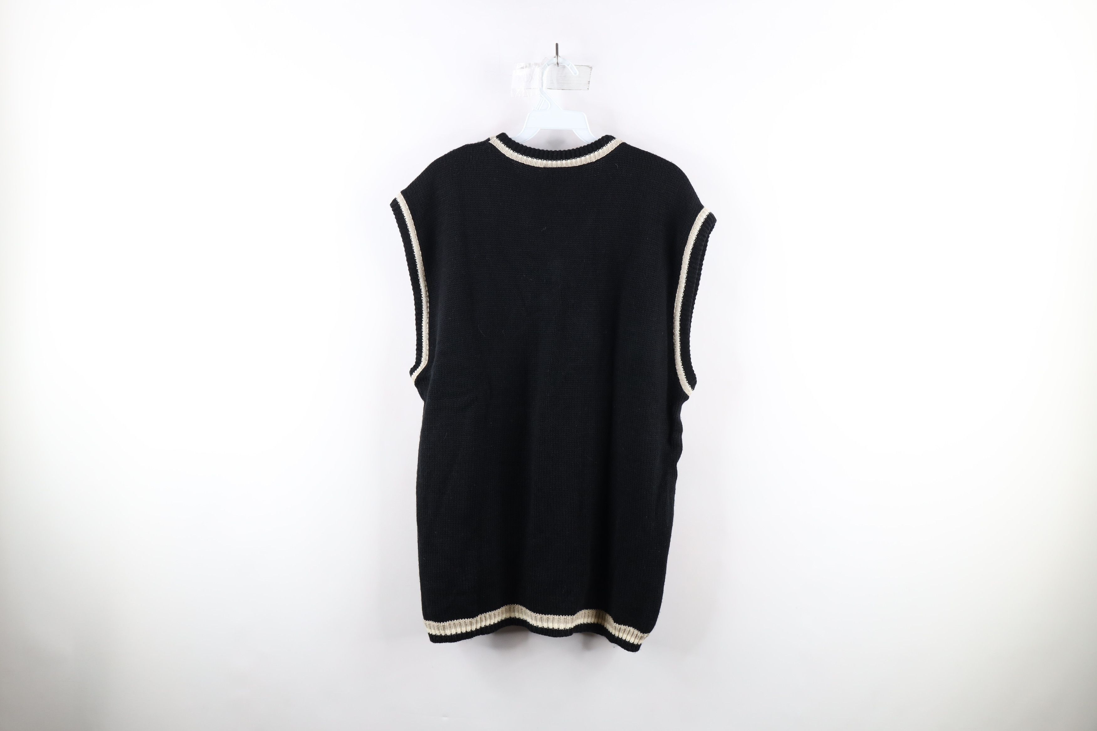 Vintage Vintage 90s Streetwear Cable Knit Sweater Vest Black USA Size ONE SIZE - 5 Thumbnail