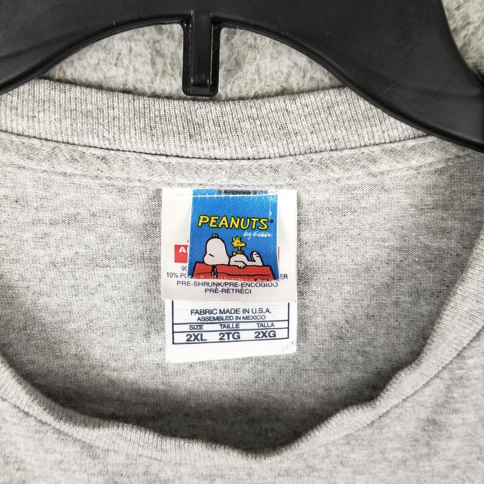 Peanuts Vintage Snoopy Shirt Mens 2XL Gray Cotton T-Shirt Peanuts Christmas Classic VTG Snoopy Peanuts Mens XXL 1990s Size US XXL / EU 58 / 5 - 4 Thumbnail