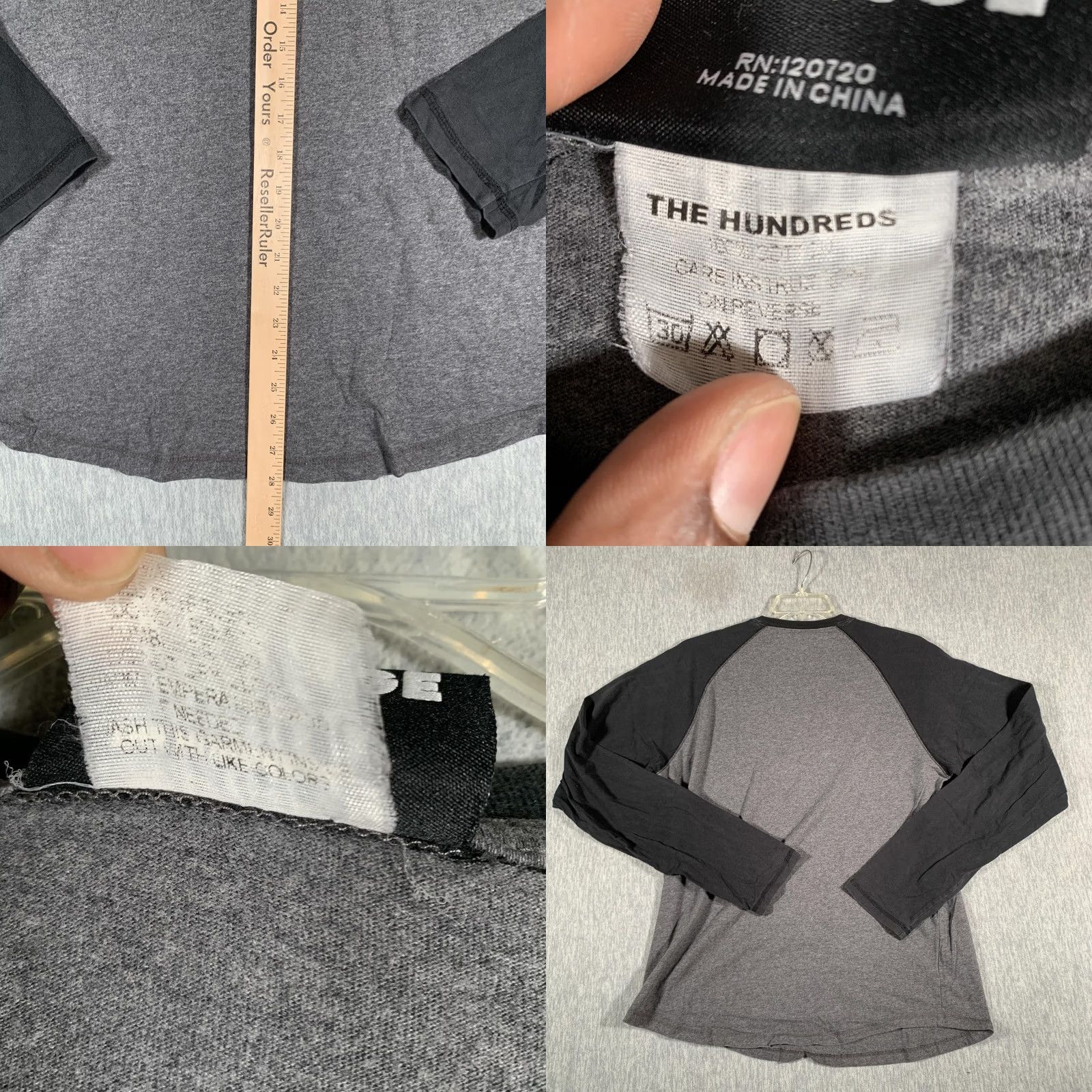 The Hundreds The Hundreds Shirt Mens XL Gray Black Raglan Long Sleeve Logo Skatewear Size US XL / EU 56 / 4 - 8 Thumbnail