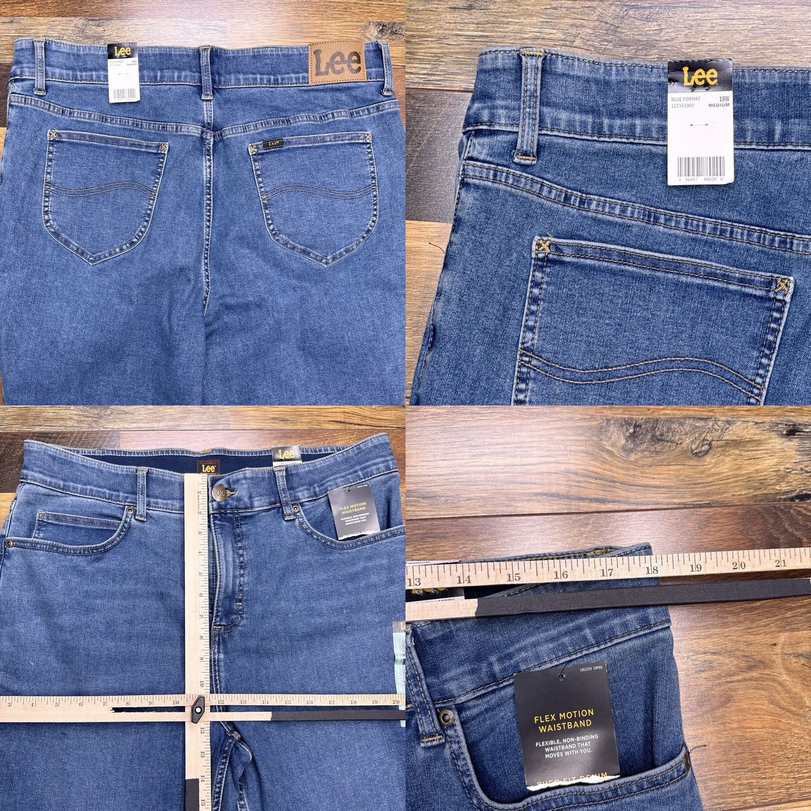 Lee Lee Skinny Jeans Womens 18W Medium Ultra Lux Comfort Zip Button Denim 5-Pocket Blue Slim High Rise Plus Womens Size 40" / US 18 - 8 Thumbnail