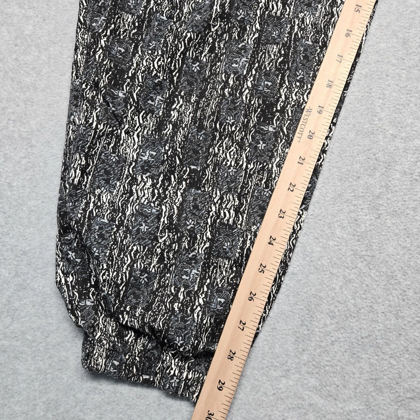 VINTAGE Reebesse Pants 33x29 Black Jogger Geometric Elastic Waist Pockets 90s Mens