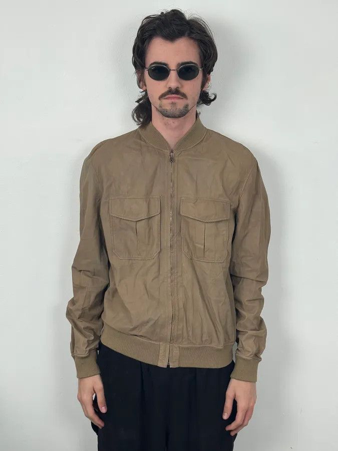 Gucci 2000s Gucci Beige Leather Bomber Jacket Size US M / EU 48-50 / 2 - 2 Thumbnail