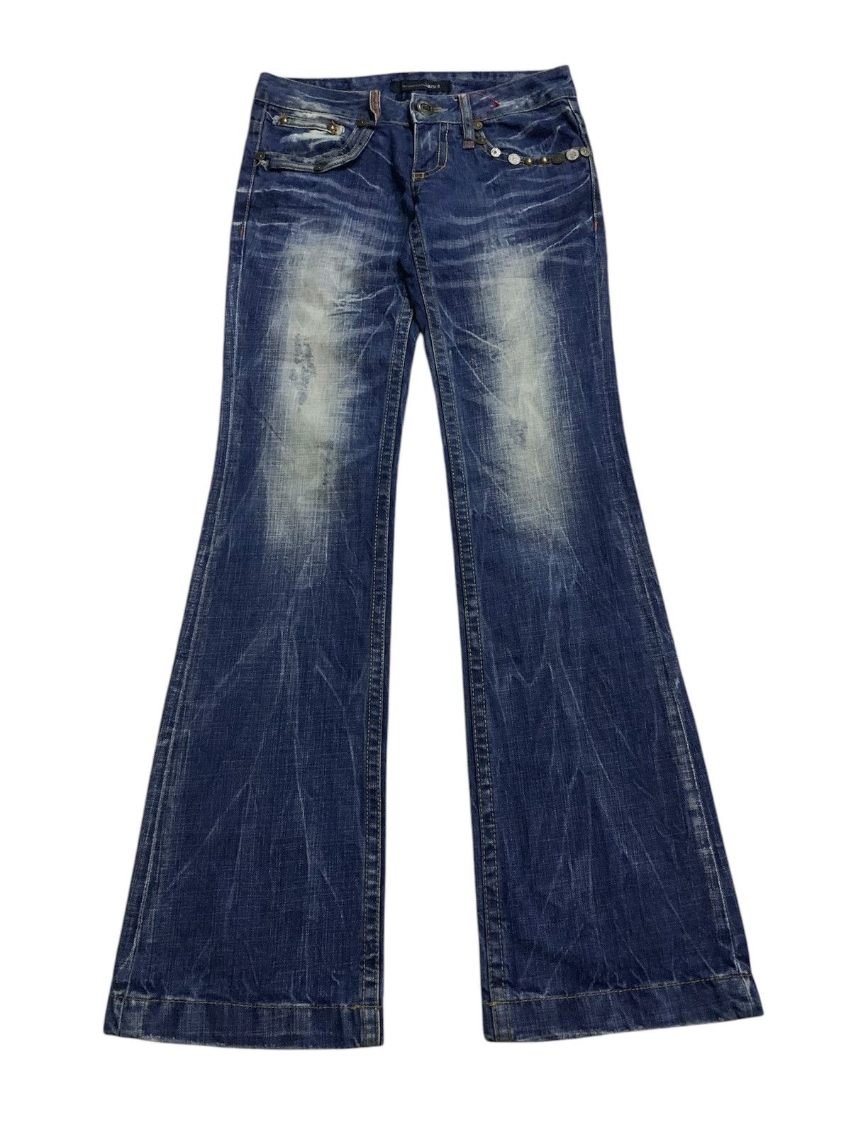 If Six Was Nine × Japanese Brand × Tornado Mart Vtg Japanese Brand Flare Lolita by Concert Clum Studs Denim Size 29" - 5 Thumbnail