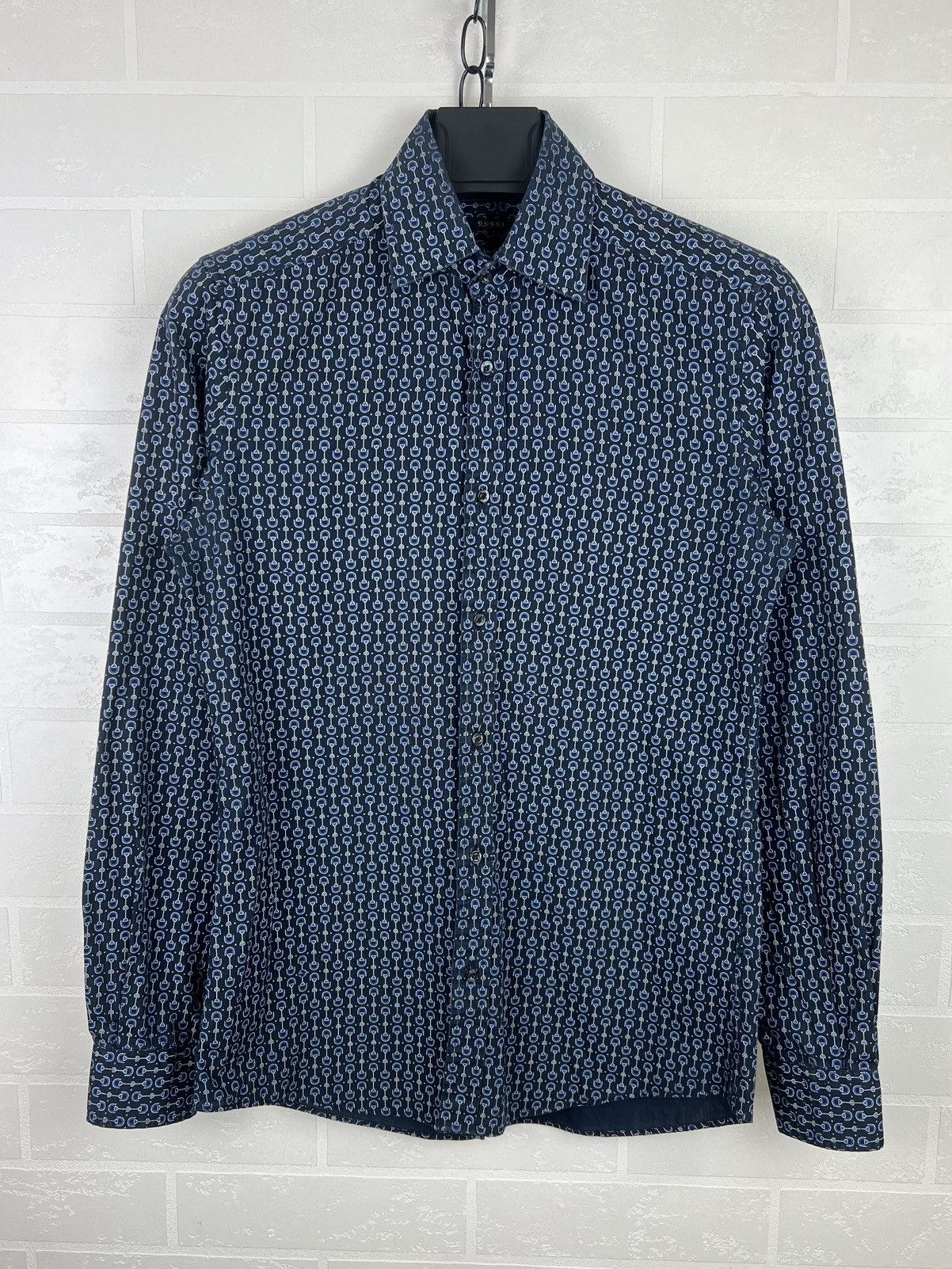 Gucci GUCCI Shirt Button Up Fitted Monogram Printed Horsebit Men's Size US S / EU 44-46 / 1 - 1 Thumbnail