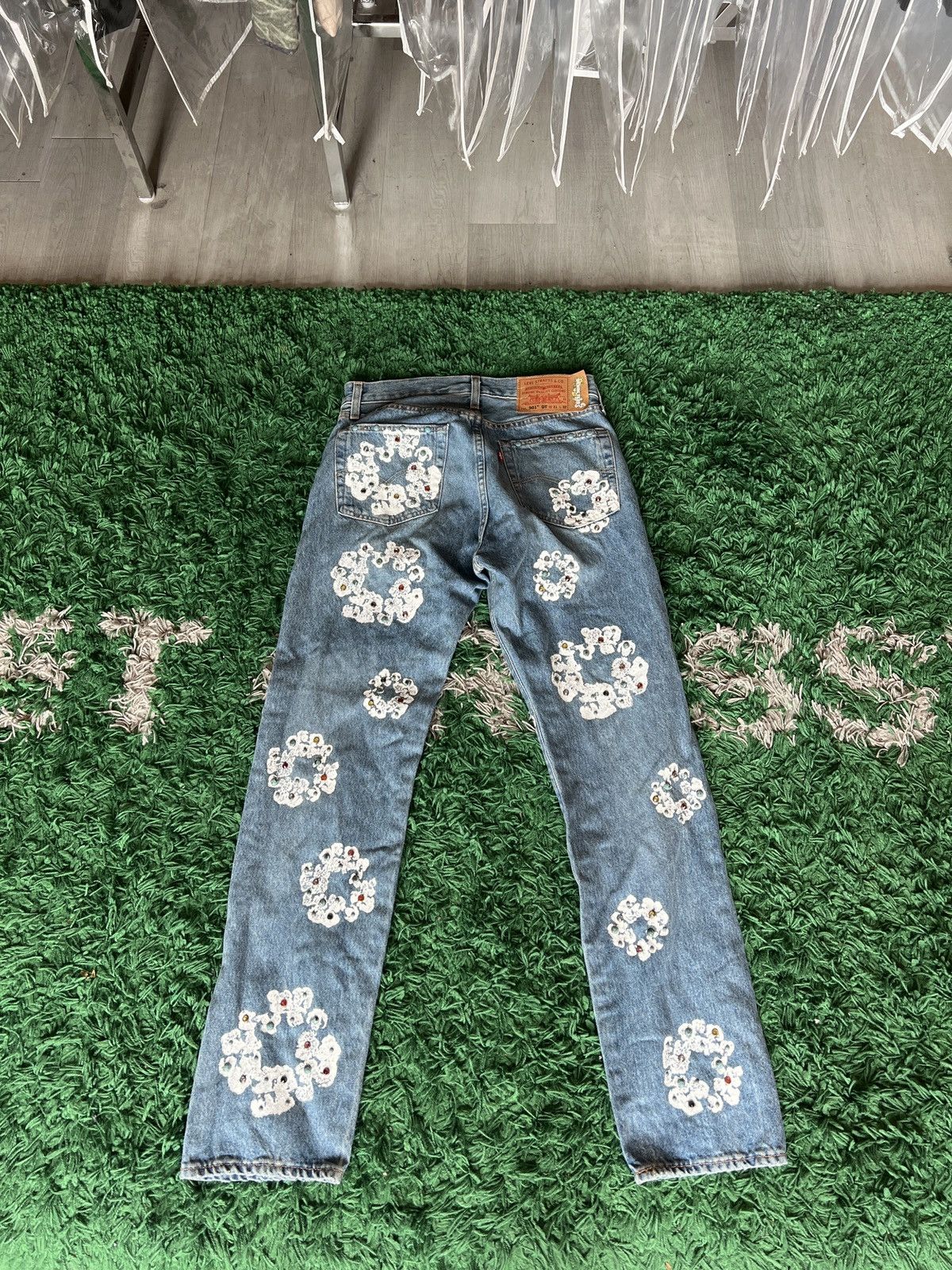 DENIM TEARS Denim Tears Rhinestone Jeans Indigo 31x32 Size US 31 - 2 Thumbnail
