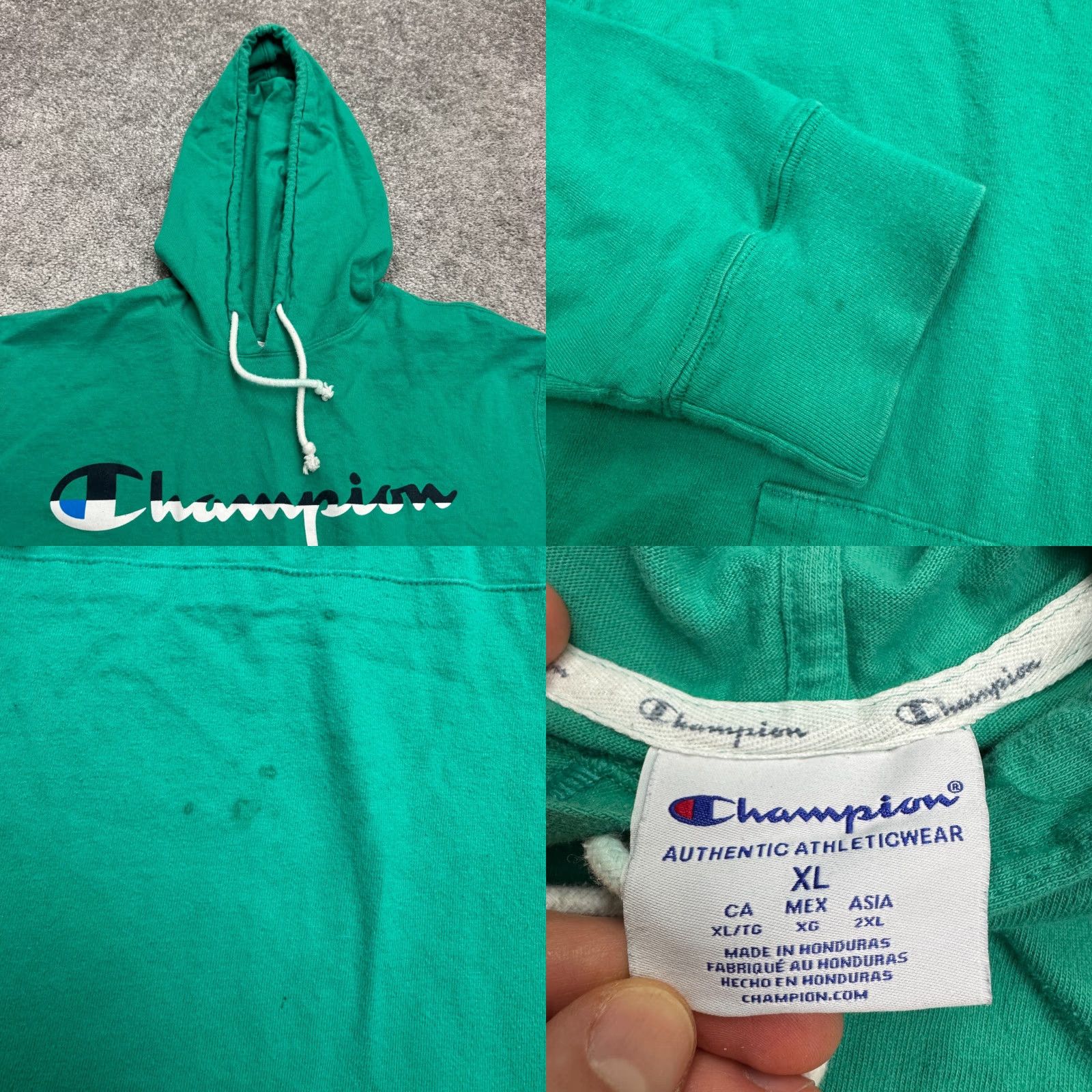 Champion Champion Hoodie Pullover Sweatshirt Mens XL Green Graphic Sp​ellout Casual Active Hoodie Sweater Size US XL / EU 56 / 4 - 8 Thumbnail