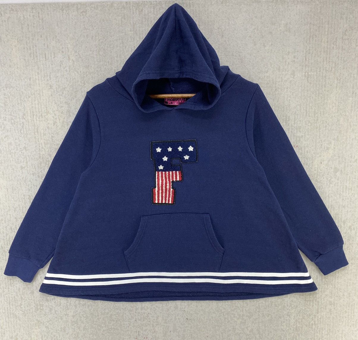 Fiorucci Florucci Womens Hoodie Big Logo Embroidery US Flag Pullover Size ONE SIZE - 1 Thumbnail