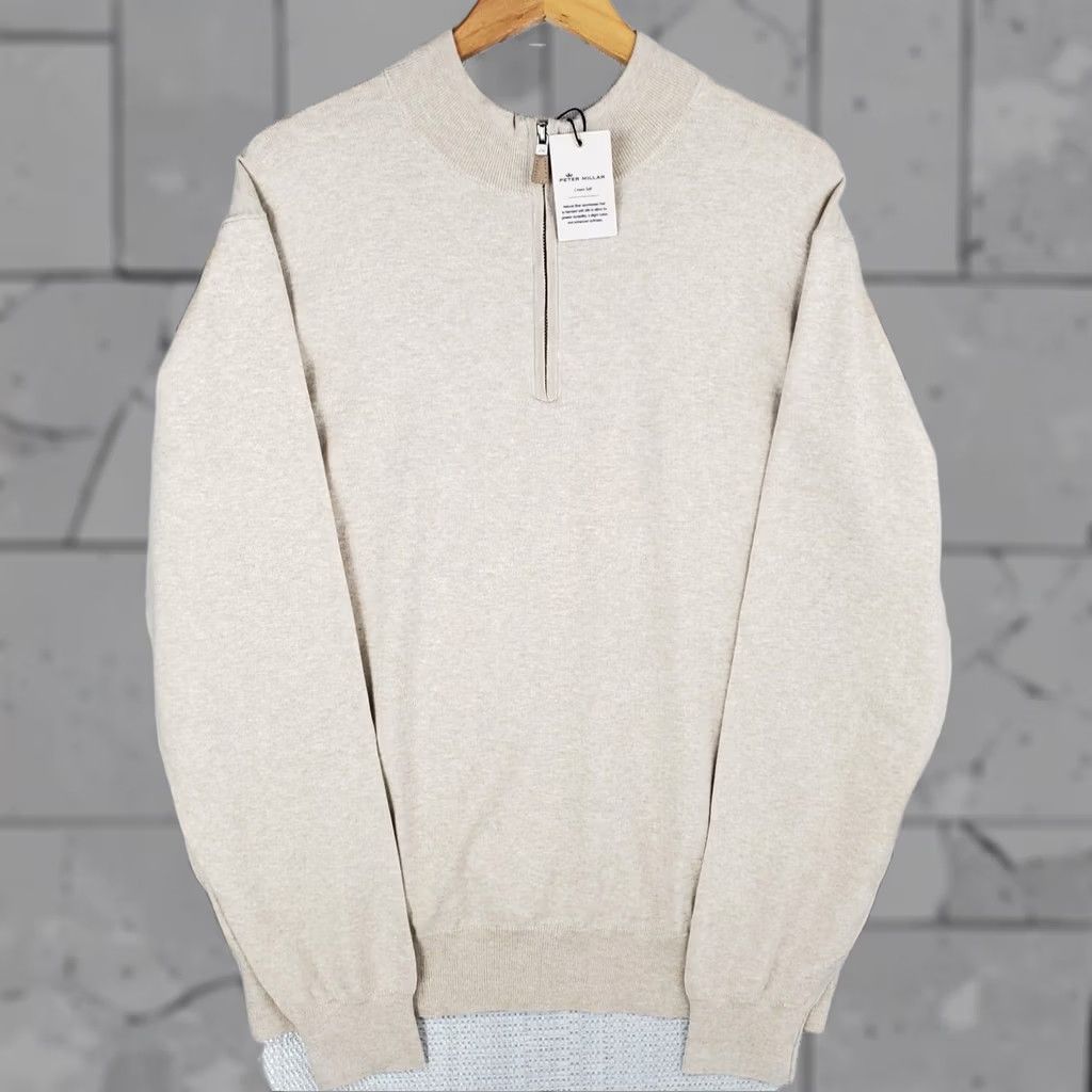 Peter Millar PETER MILLAR 2XL Sweater Shirt Mens 1/4 Zip Crown Soft Khaki Beige Cotton Silk Cashmere Nylon New With Tags Size US XXL / EU 58 / 5 - 1 Thumbnail