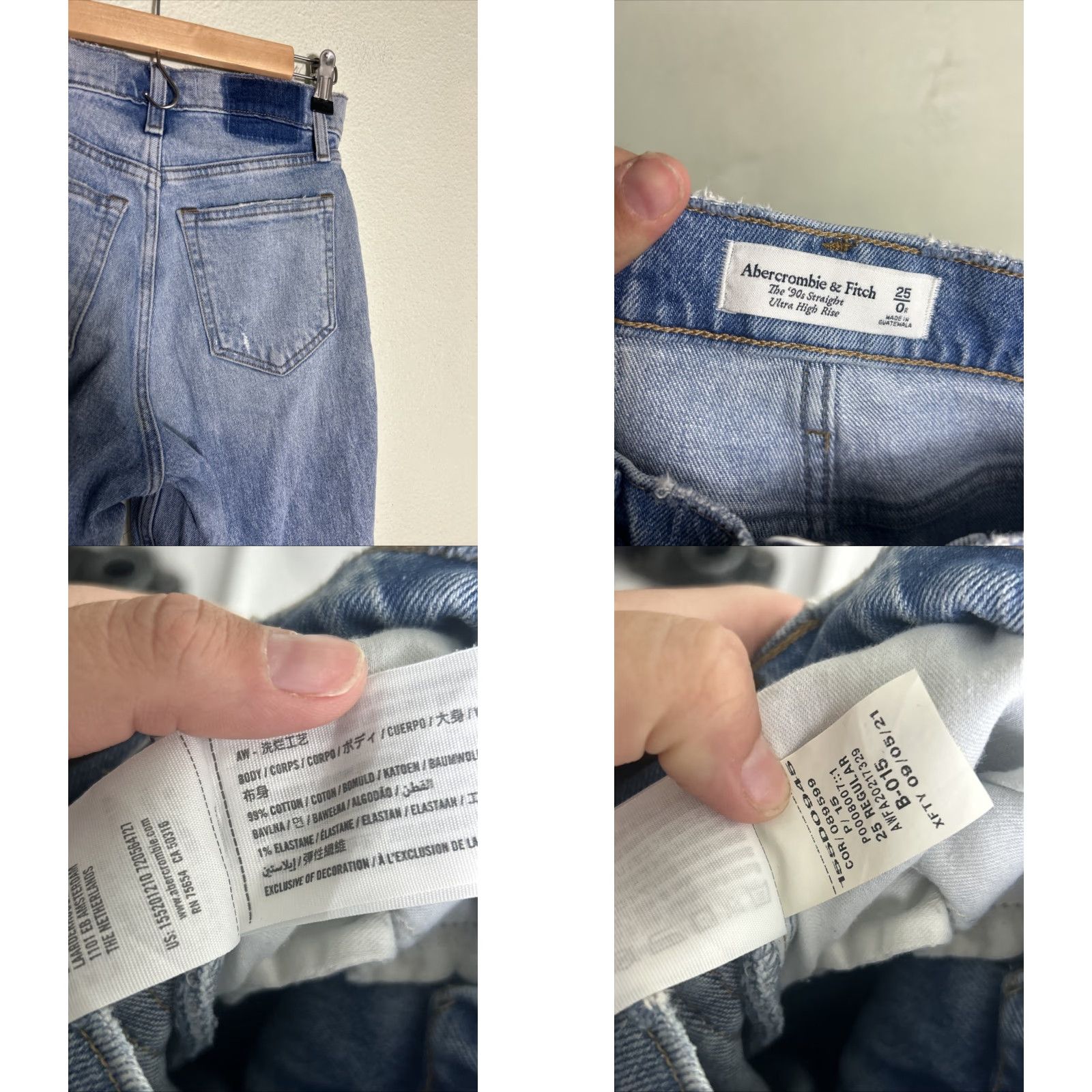 Abercrombie & Fitch Abercrombie & Fitch Jeans 90s Straight Ultra-High Rise Light Wash 0 Women 26x31 Color Blue Size ONE SIZE - 10 Thumbnail