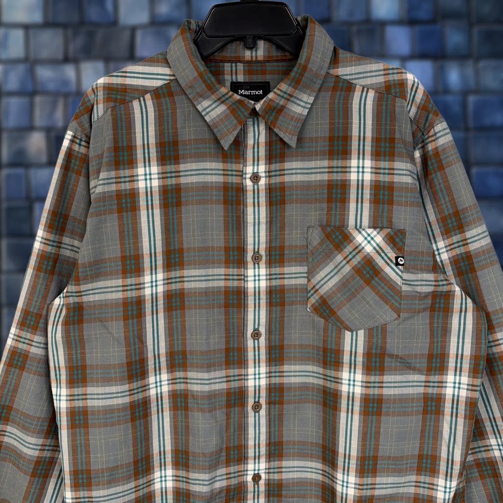 Marmot Marmot Shirt Mens XL Gray Plaid Long Sleeve Lightweight Button Front Outdoor Gorp Size US XL / EU 56 / 4 - 1 Thumbnail