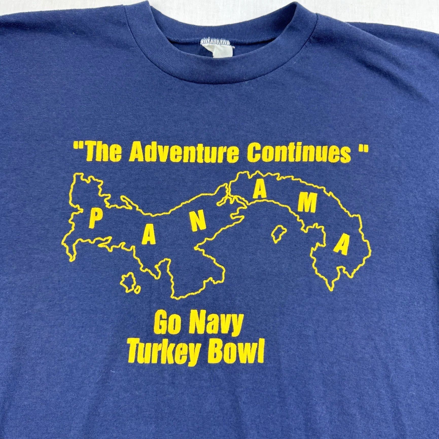Vintage VINTAGE Turkey Bowl Navy Shirt Adult Large Blue Panama Sports Football 80s 90s Size US L / EU 52-54 / 3 - 2 Thumbnail