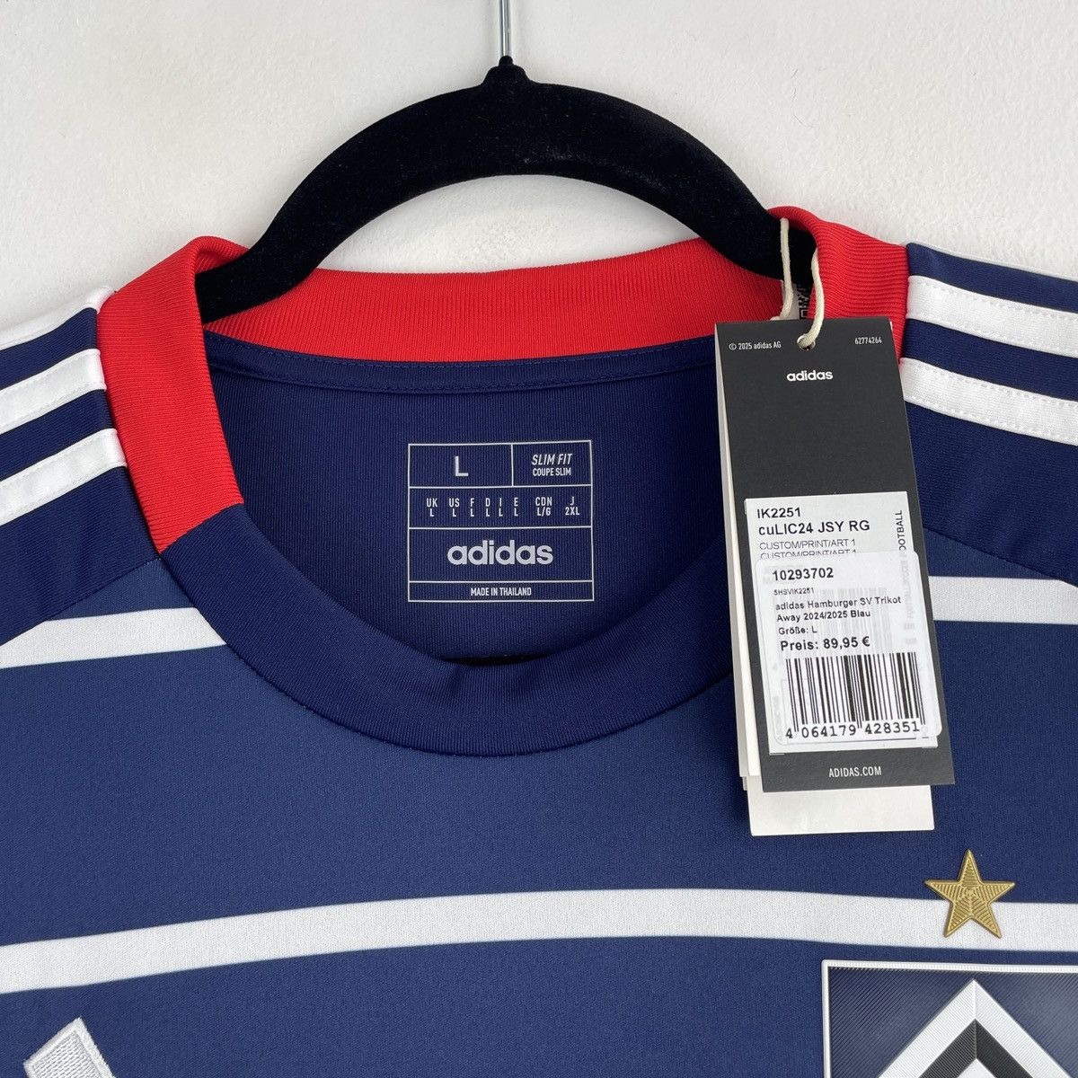 Adidas Hamburg SV Noah Katterbach Away Adidas Jersey 2024/2025 BNWT Size US L / EU 52-54 / 3 - 4 Thumbnail