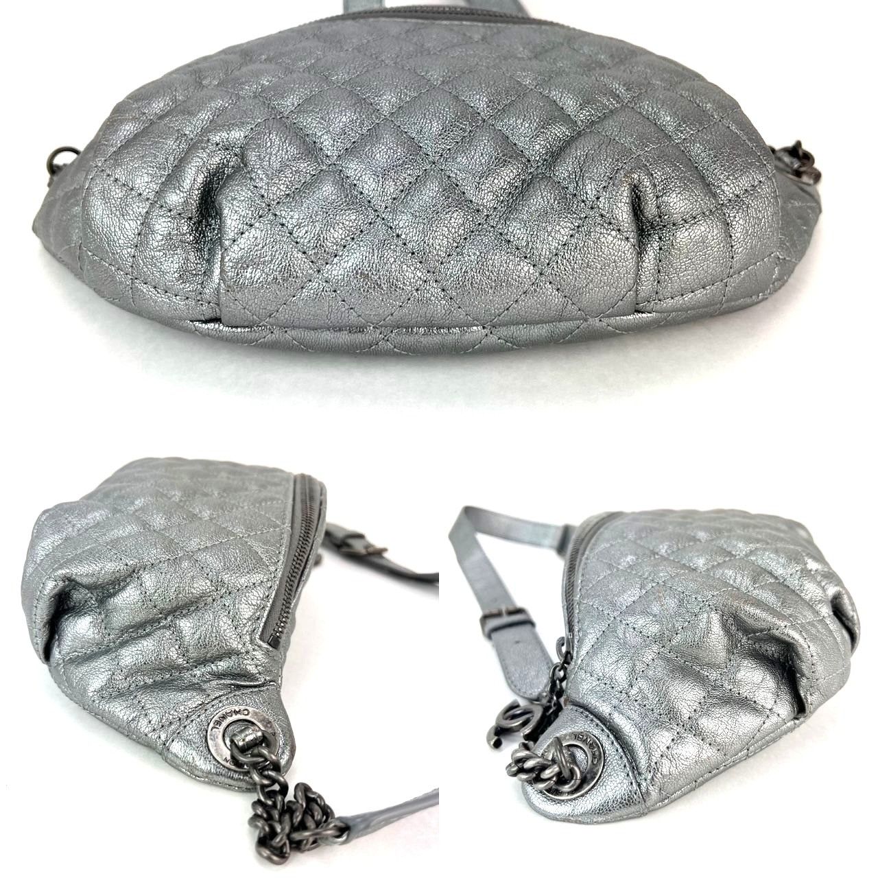 Chanel Chanel Metallic Dark Silver Calfskin Quilted Banane Fanny Pa Size ONE SIZE - 5 Thumbnail
