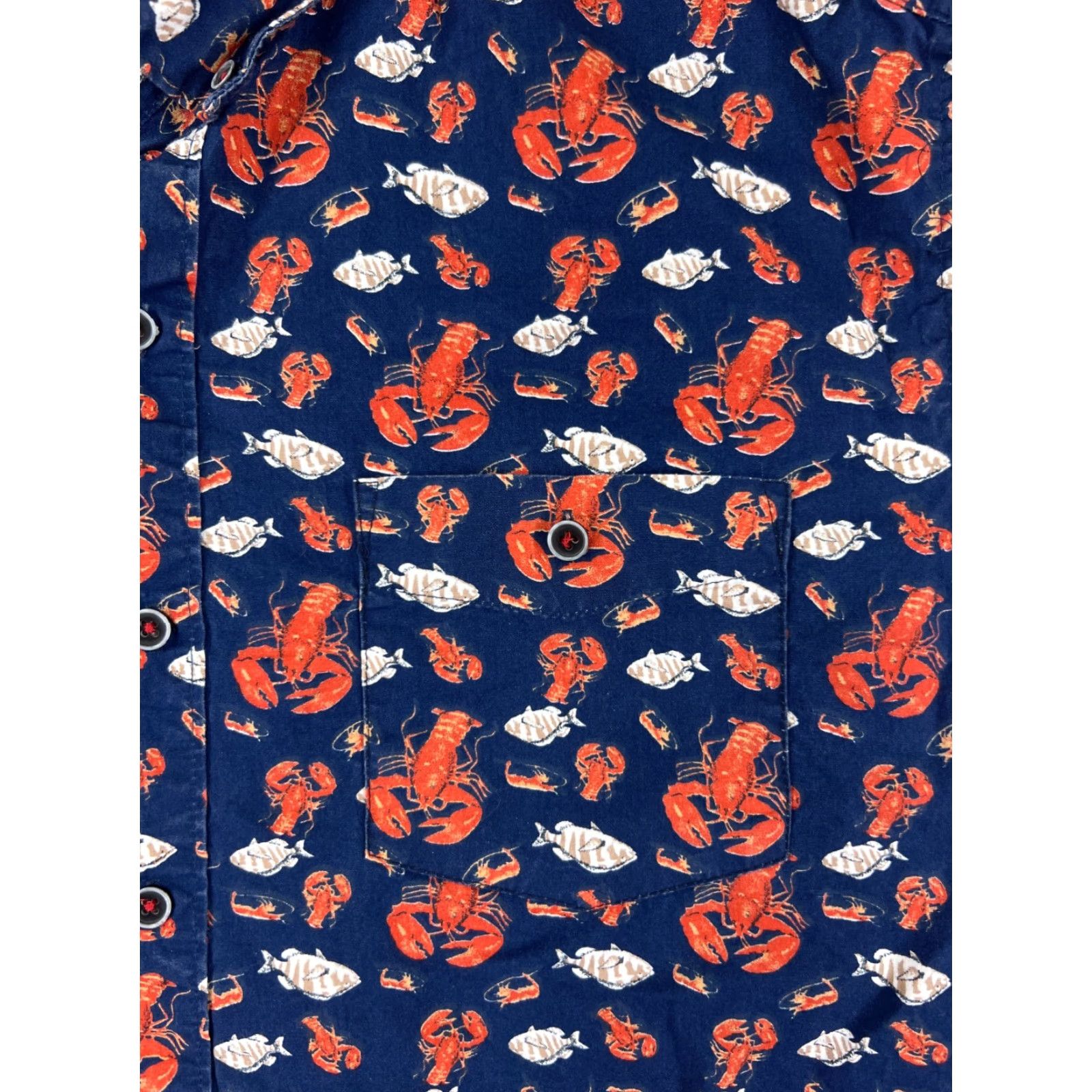 Vintage Sunrise Kingdom Shirt Mens Large Blue Red Lobster Hawaiian Cotton Button-Up Size US L / EU 52-54 / 3 - 6 Thumbnail