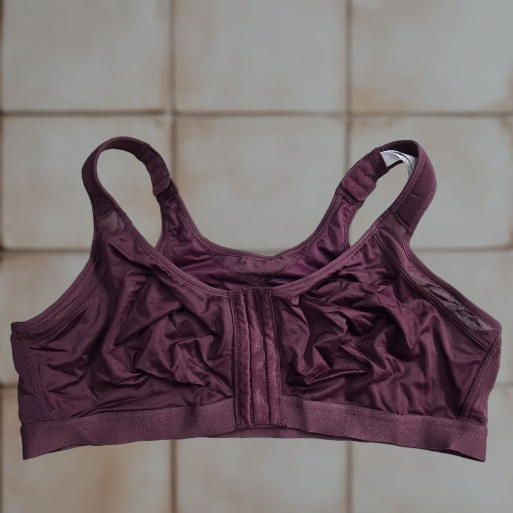 Vintage Delimira Women's Sports Bra 46C Burgundy Wireless Racerback Firm Support Adjustable in Red