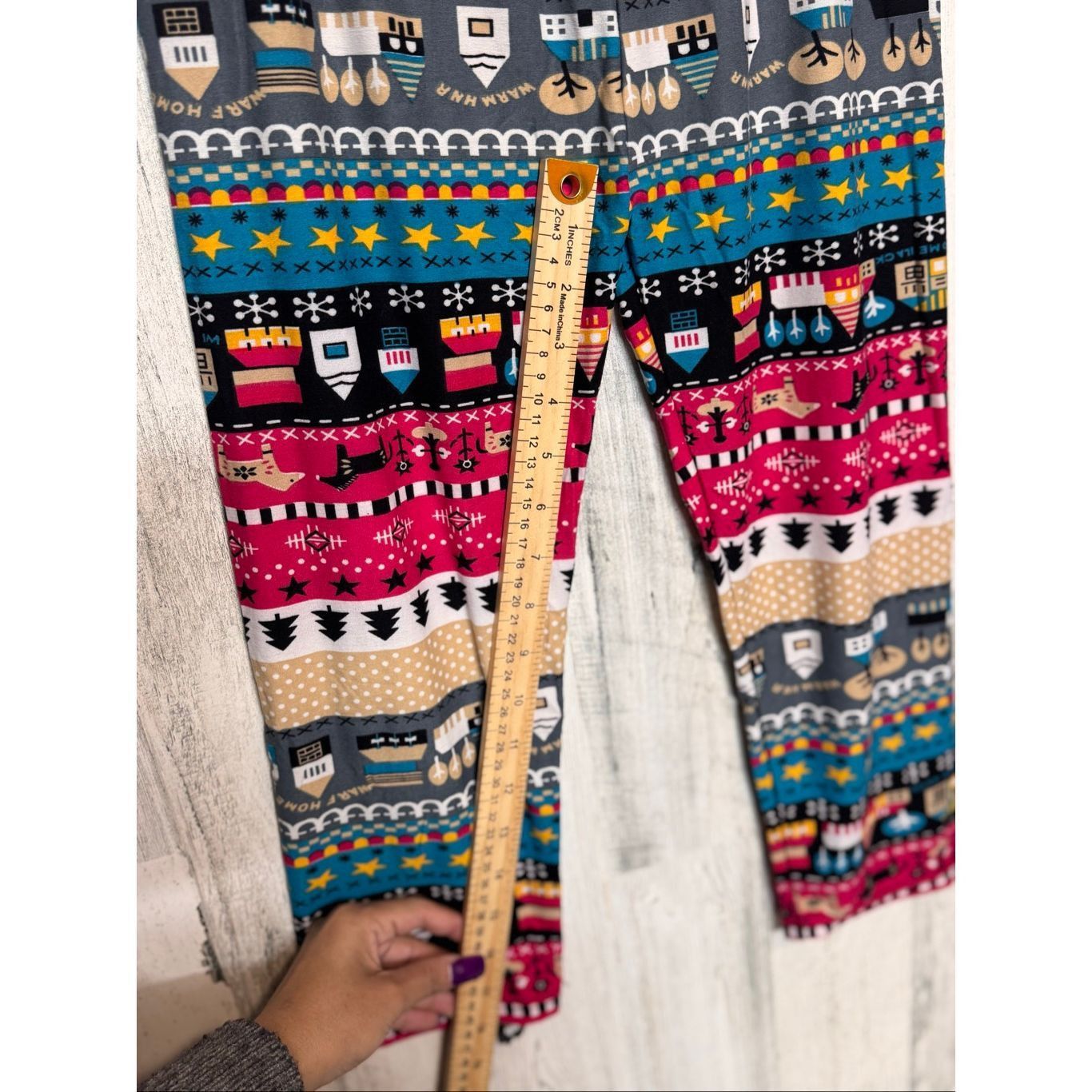 Other Beautiful Cozy Printed Leggings XL/XXL Multicolor Stretch So Size 32" / US 10 / IT 46 - 6 Thumbnail