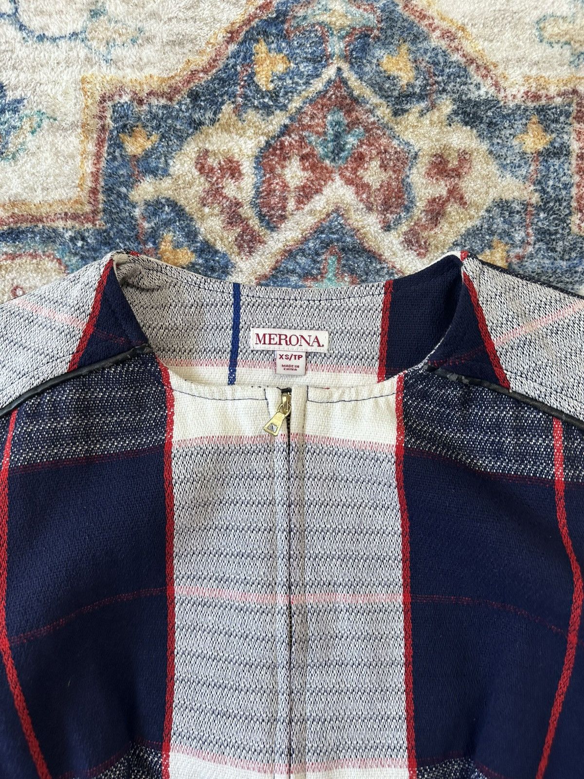 Vintage Merona Checkered Zip-up Light Jacket Size XS Size XS / US 0-2 / IT 36-38 - 3 Thumbnail