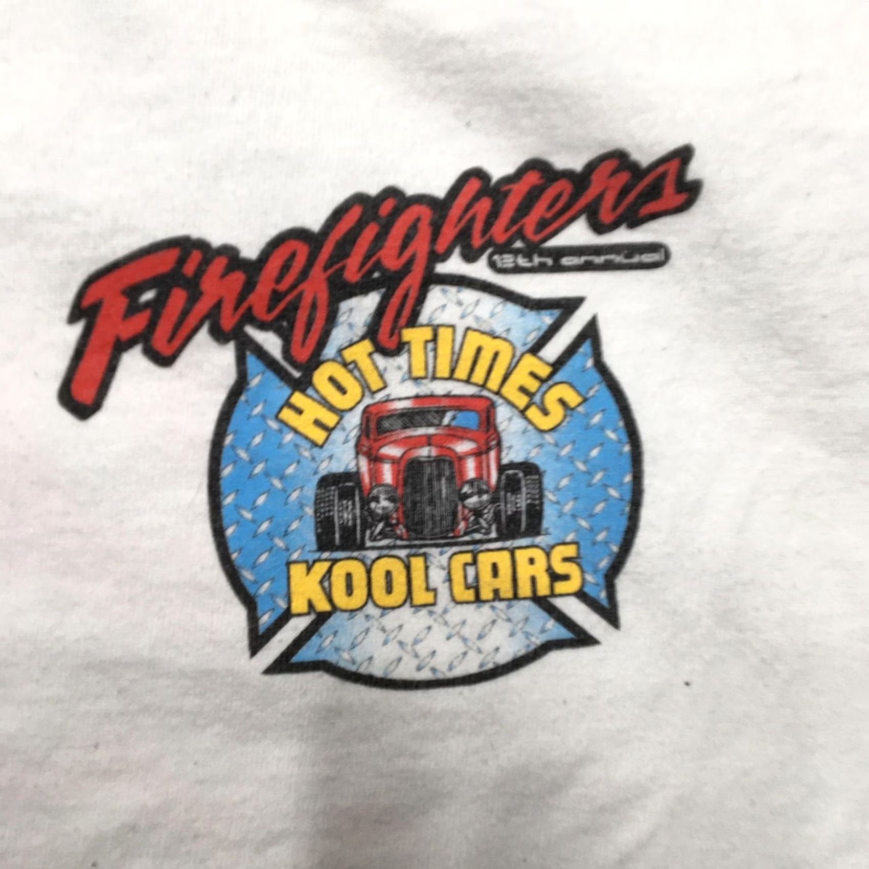 Anvil VINTAGE Firefighters Hot Times Kool Cars Shirt Mens 2XL White Car Show 90s Size US XXL / EU 58 / 5 - 4 Thumbnail