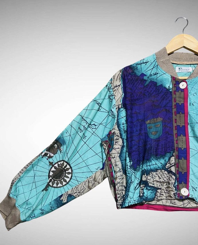 FunSet of Art 80s Paninaro Map Print Cropped Bomber Jacket-Martin Epsilon Size L / US 10 / IT 46 - 4 Thumbnail
