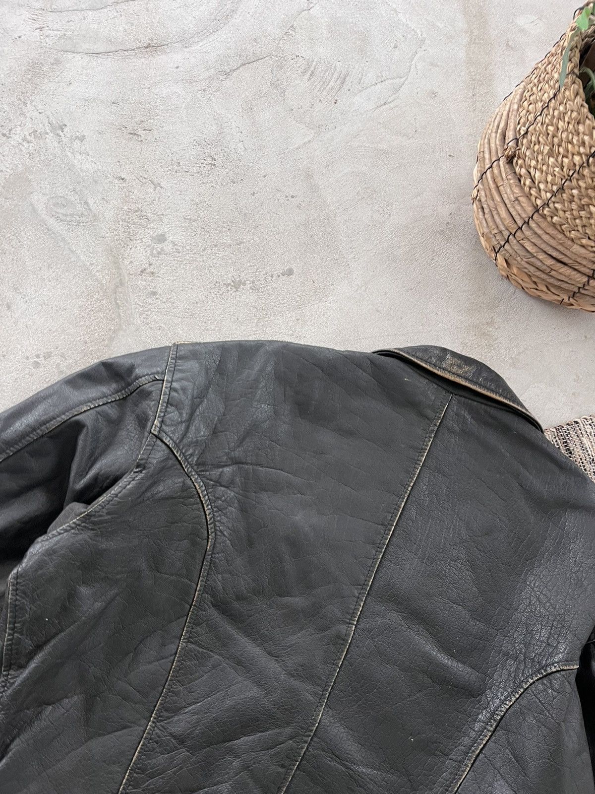 Harley Davidson Vintage Biker Faded Black Leather Moto Jacket Avantgarde Size US M / EU 48-50 / 2 - 12 Thumbnail