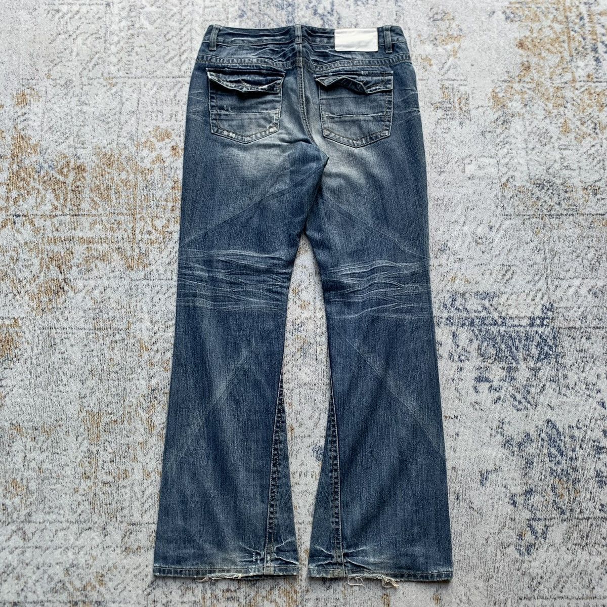 Japanese Brand × Vintage Rare Japanese Brand CLRide Blue Wash Distressed Flared Jeans Size US 34 / EU 50 - 6 Thumbnail