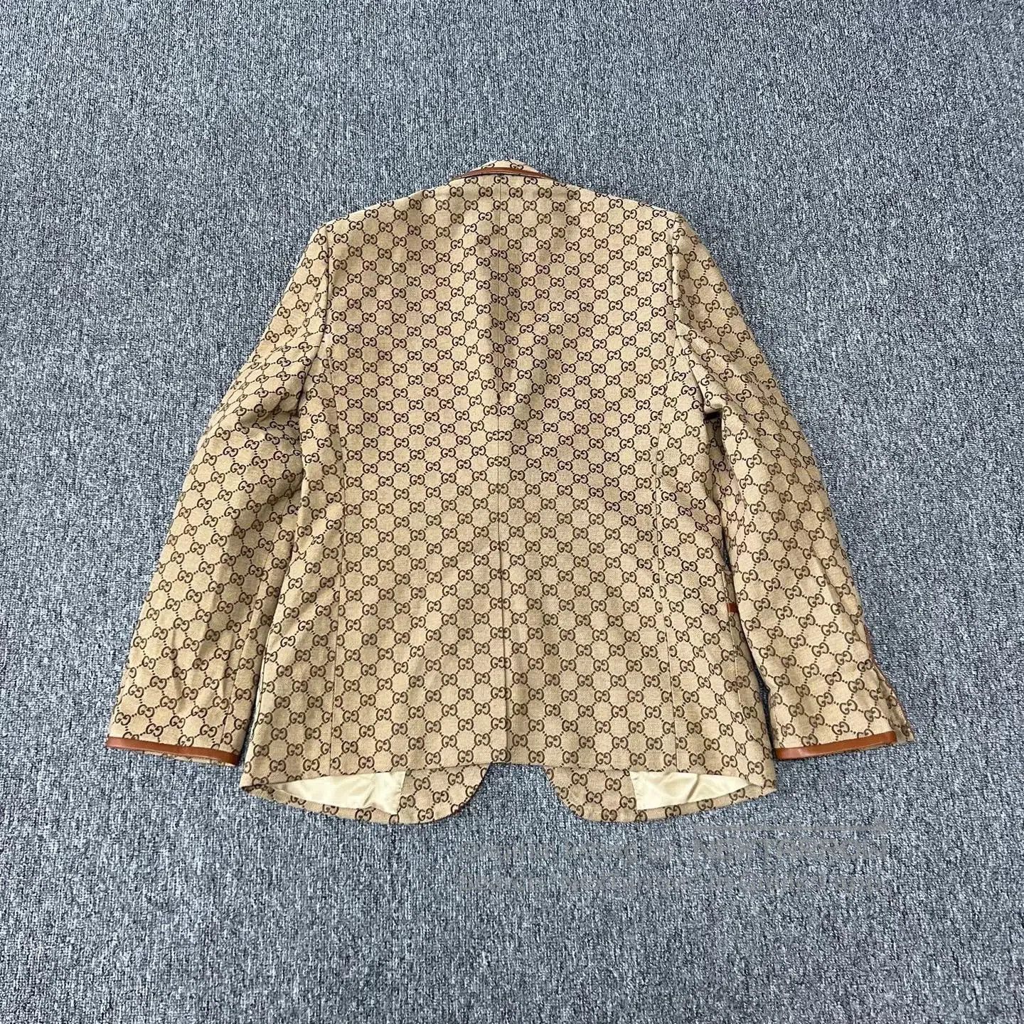 Gucci Guicci Full-print, vintage-style leather suit jacket| Size 52R - 2 Thumbnail