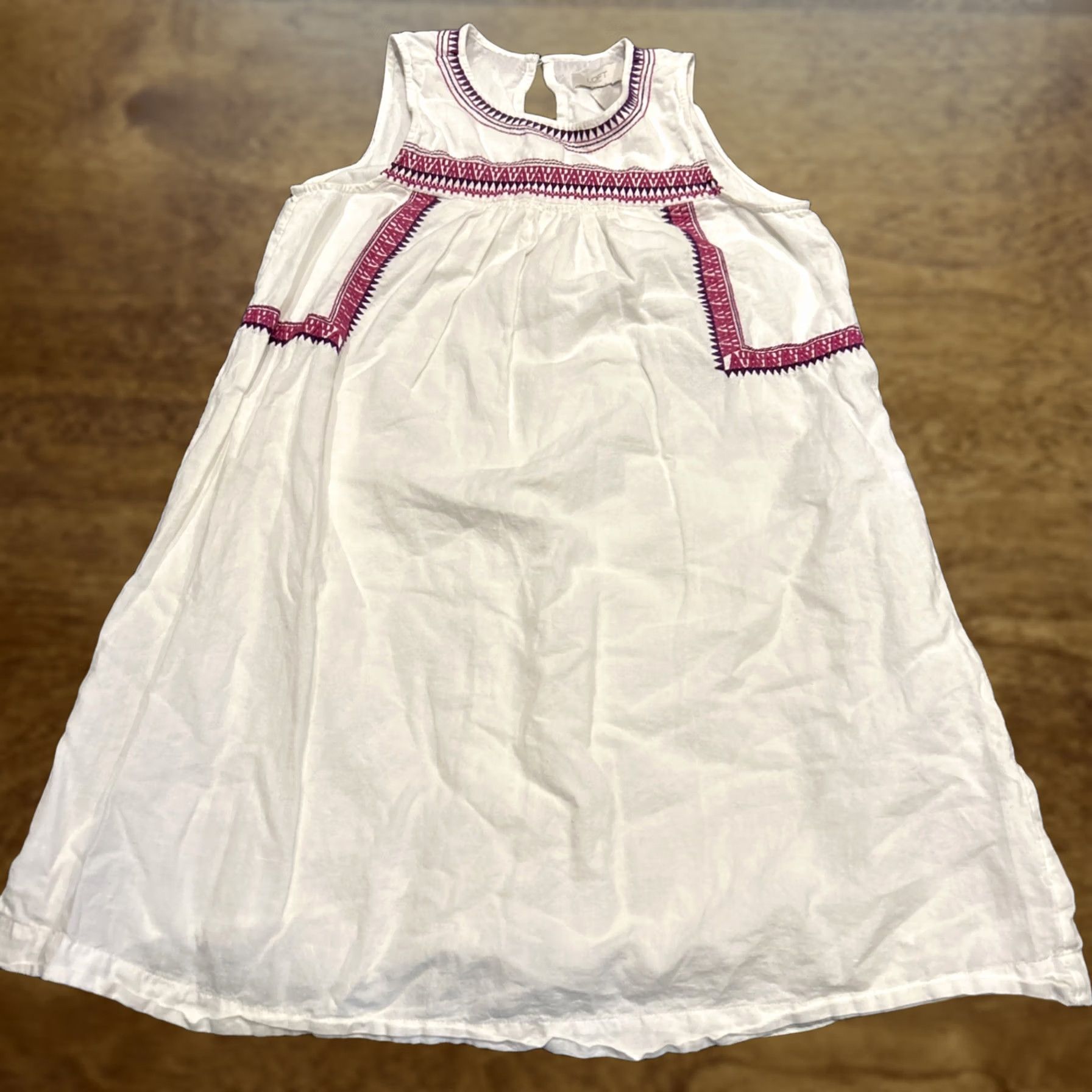Loft LOFT Women’s S White Sleeveless Lined A-Line Dress Casual Knitted Cotton Blend Knee Length Round Neck Vintage No Size S / US 4 / IT 40 - 1 Thumbnail